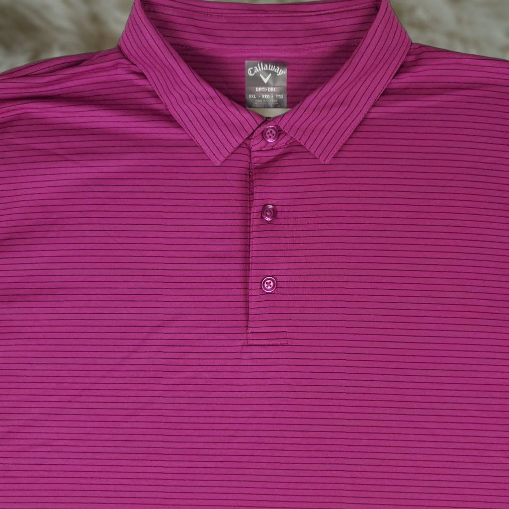 Callaway Callaway Polo Shirt Mens 2XL Purple Striped Opti Dri Fit Golf Short Sleeve Polo Shirt Size US XXL / EU 58 / 5 - 1 Thumbnail