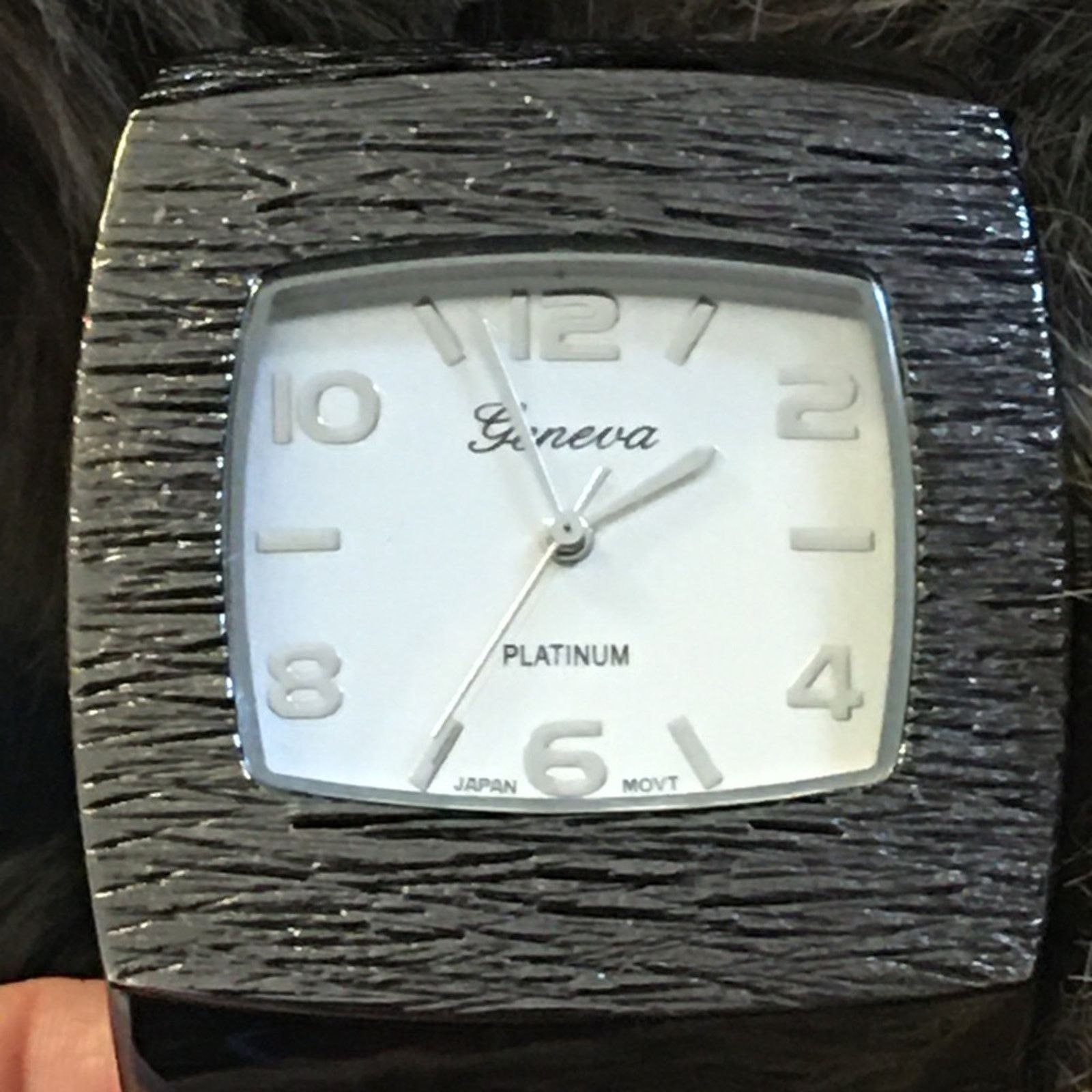 Jewelry Ladies Geneva Platinum black chrome cuff watch Size ONE SIZE - 7 Thumbnail