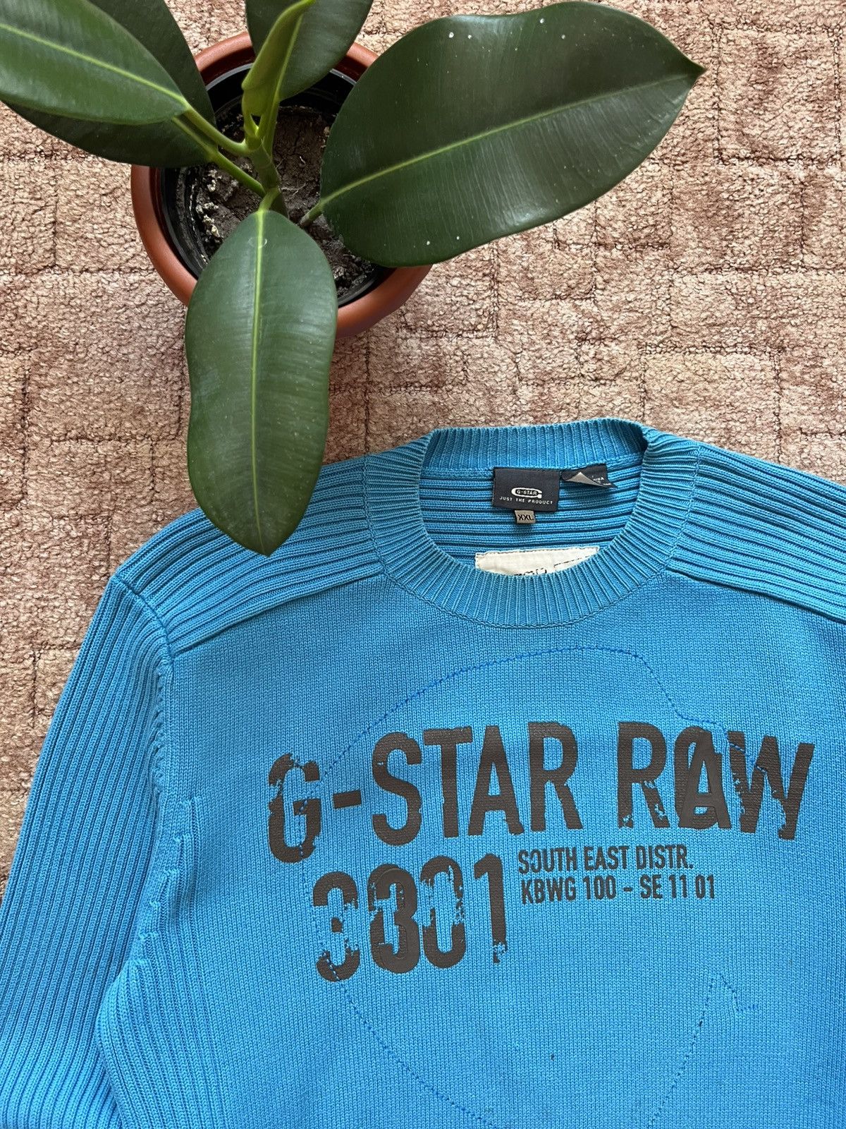 G-Star Vintage G-Star Raw Big Logo Blue Sweater Knit Heavy Cotton Size US XL / EU 56 / 4 - 2 Thumbnail