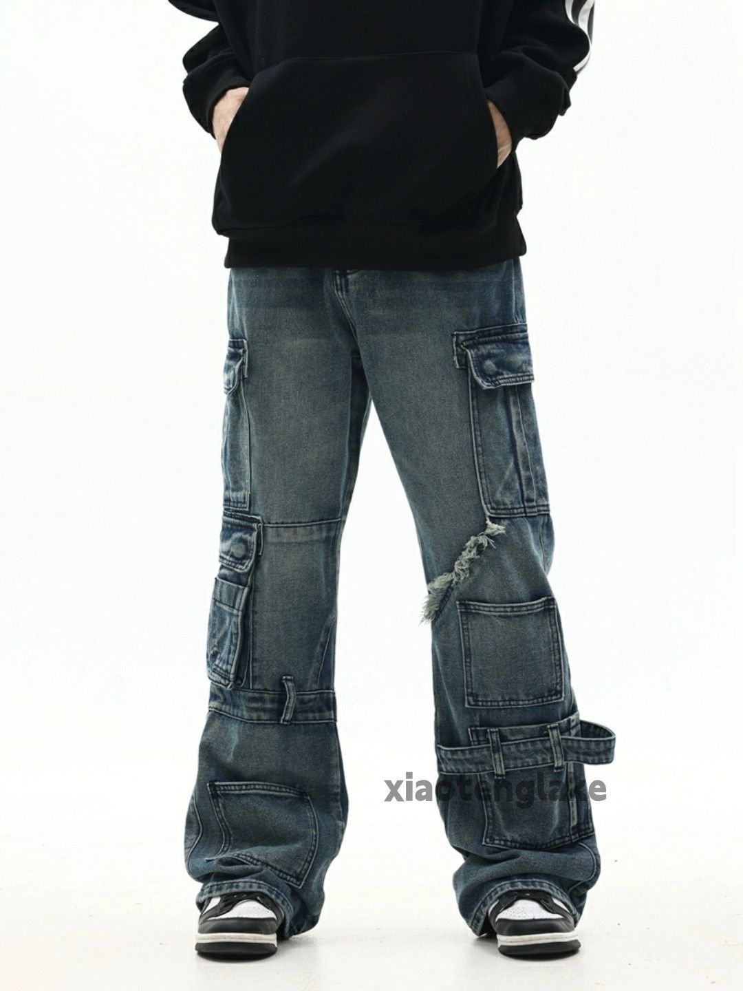 Jean × Vintage Unisex washed faded utility punk grunge cargo jeans Size US 32 / EU 48 - 8 Thumbnail