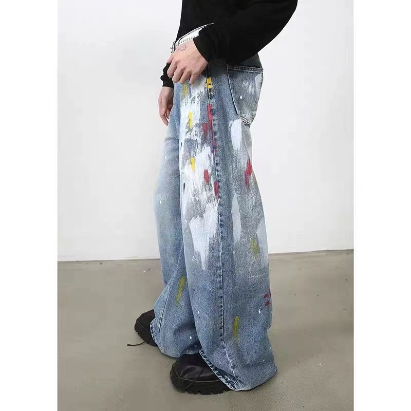 Japanese Brand × Jean Men's American street style ink-washed distressed jeans Size US 32 / EU 48 - 4 Thumbnail