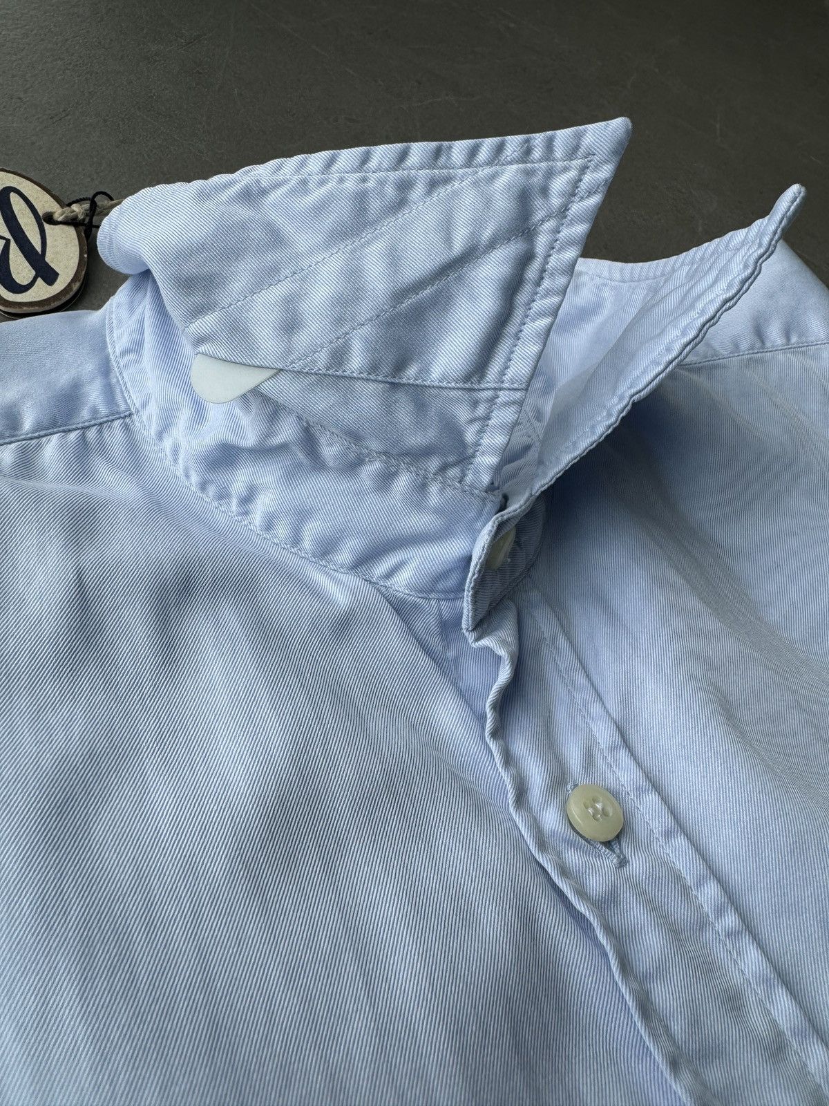 Bevilacqua BEVILACQUA Italy Handmade Mens Blue Cotton Dress Shirt Size US S / EU 44-46 / 1 - 16 Thumbnail
