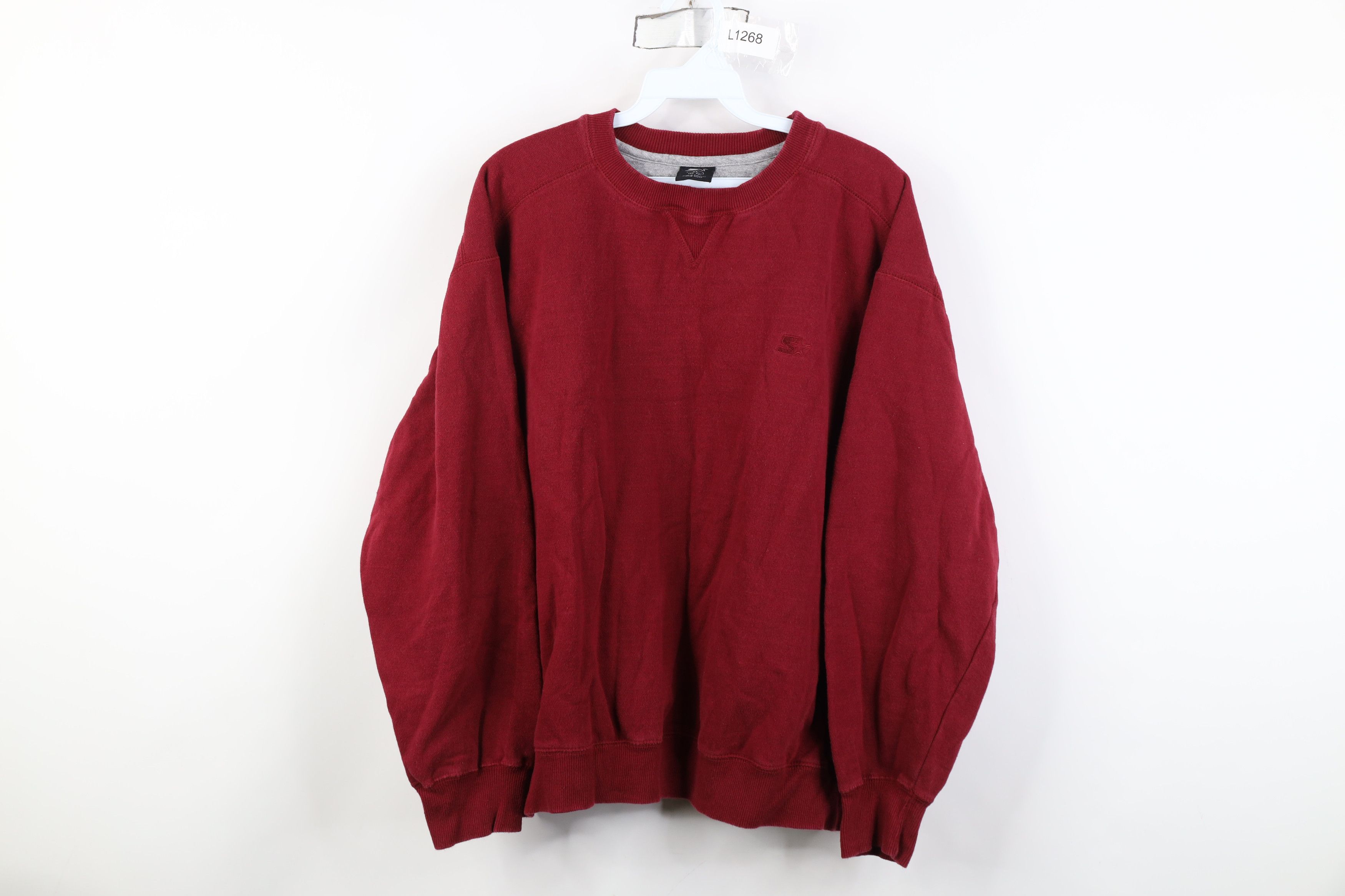 Starter Vintage 90s Starter Blank Monochrome Crewneck Sweatshirt Red Size US XL / EU 56 / 4 - 1 Thumbnail