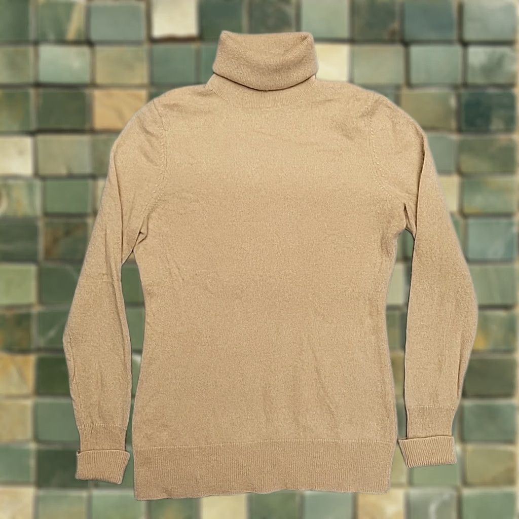 Vintage Alex Marie Turtleneck Sweater Womens Medium Tan Beige Cashmere Knit Luxury Soft Size M / US 6-8 / IT 42-44 - 1 Thumbnail