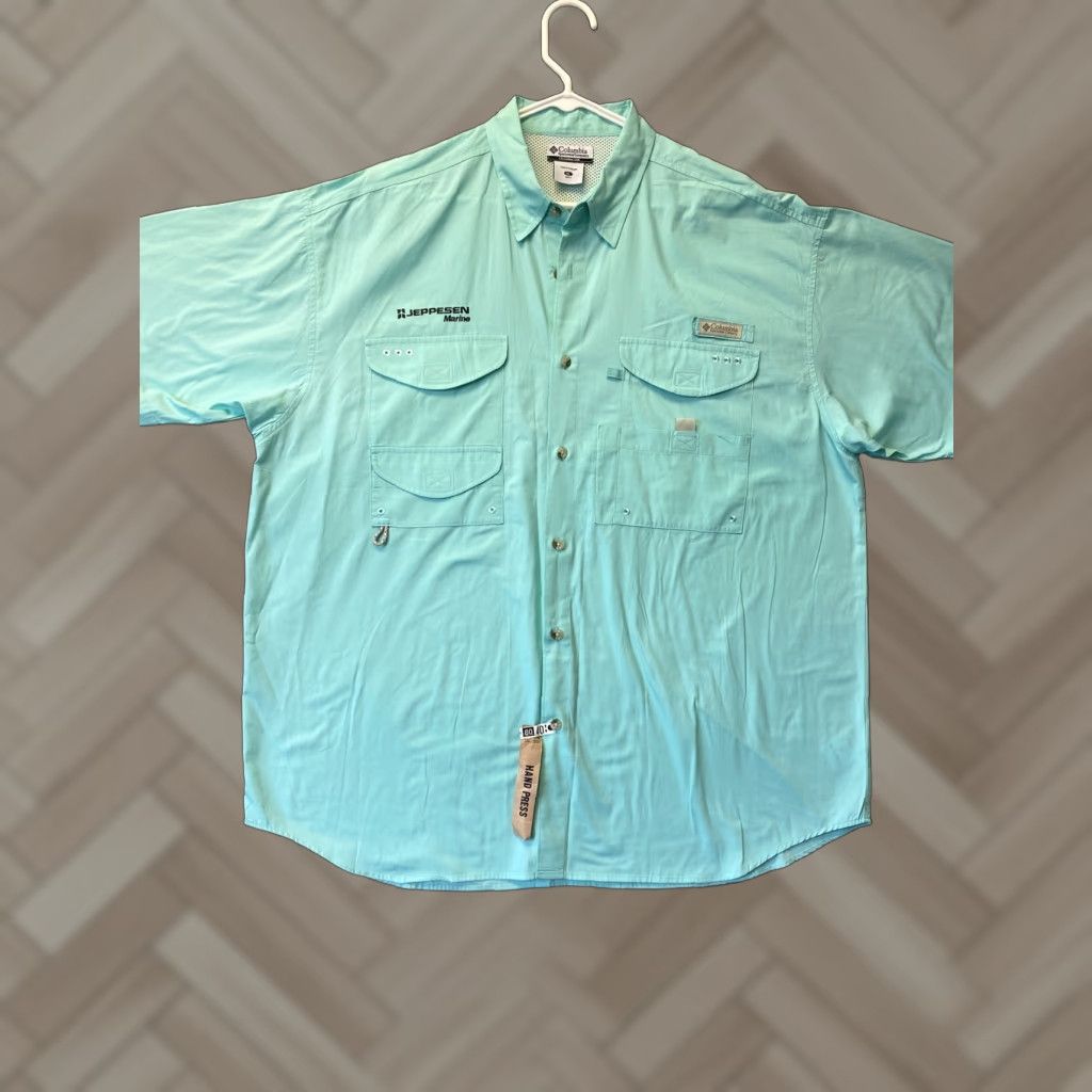 Altea Columbia Shirt Men's PFG Button-Down XL Teal Performance Fishing Gear /59-43 Short Sleeve Col l ar Button-Up Logo All Seasons Breathable Mens Size US XL / EU 56 / 4 - 1 Thumbnail