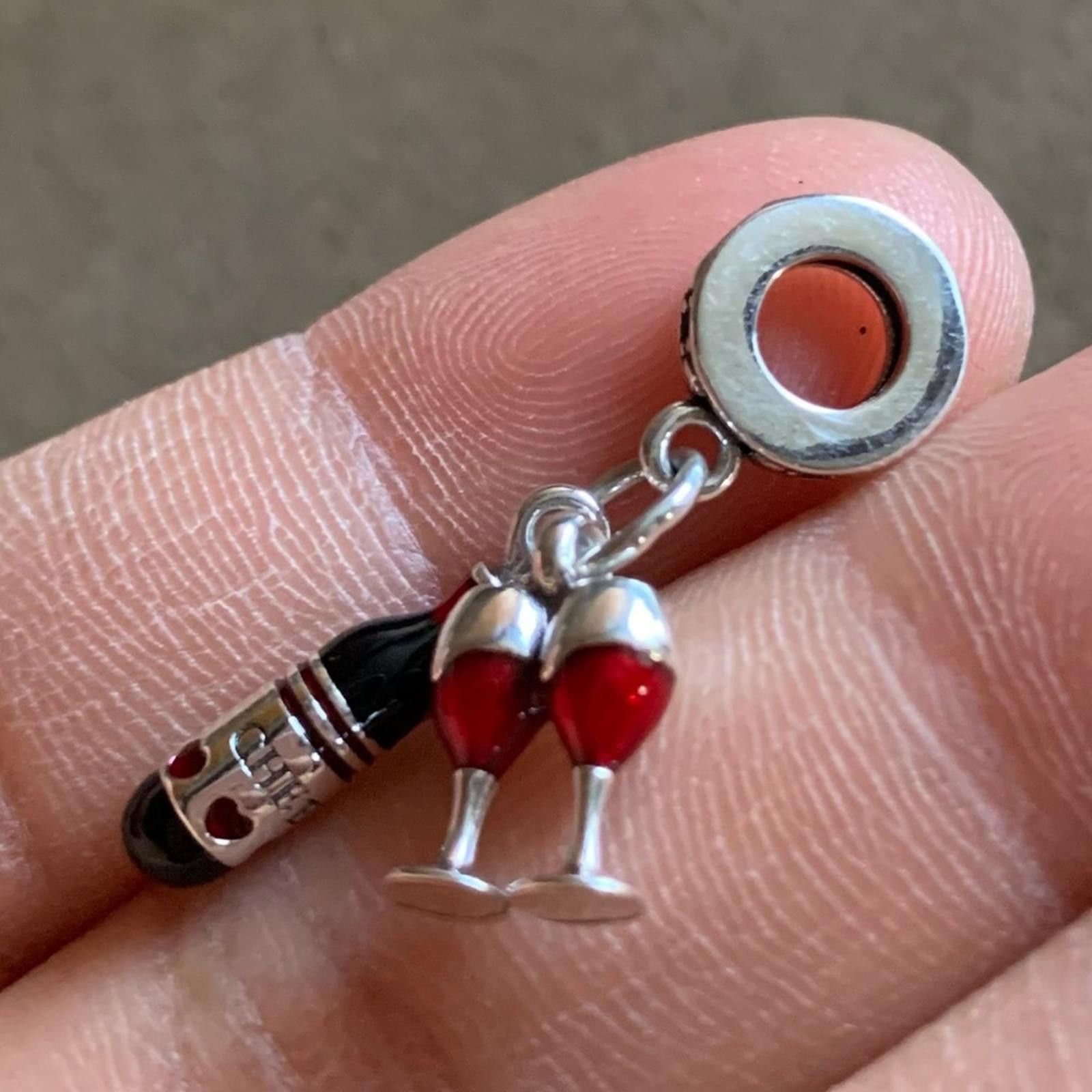 Other NWOT Red Wine & Glasses Dangle Charm Sterling Silver 925 Size ONE SIZE - 3 Thumbnail