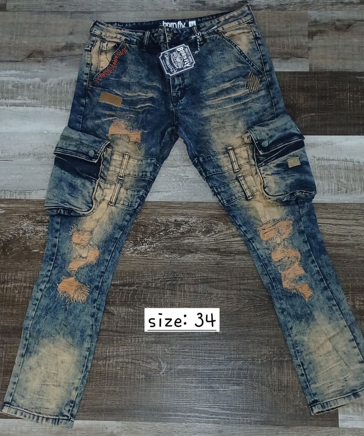Born Fly 🤩NWT- Born Fly Slim Fit Distressed Jeans SZ 34 Size US 34 / EU 50 - 1 Thumbnail