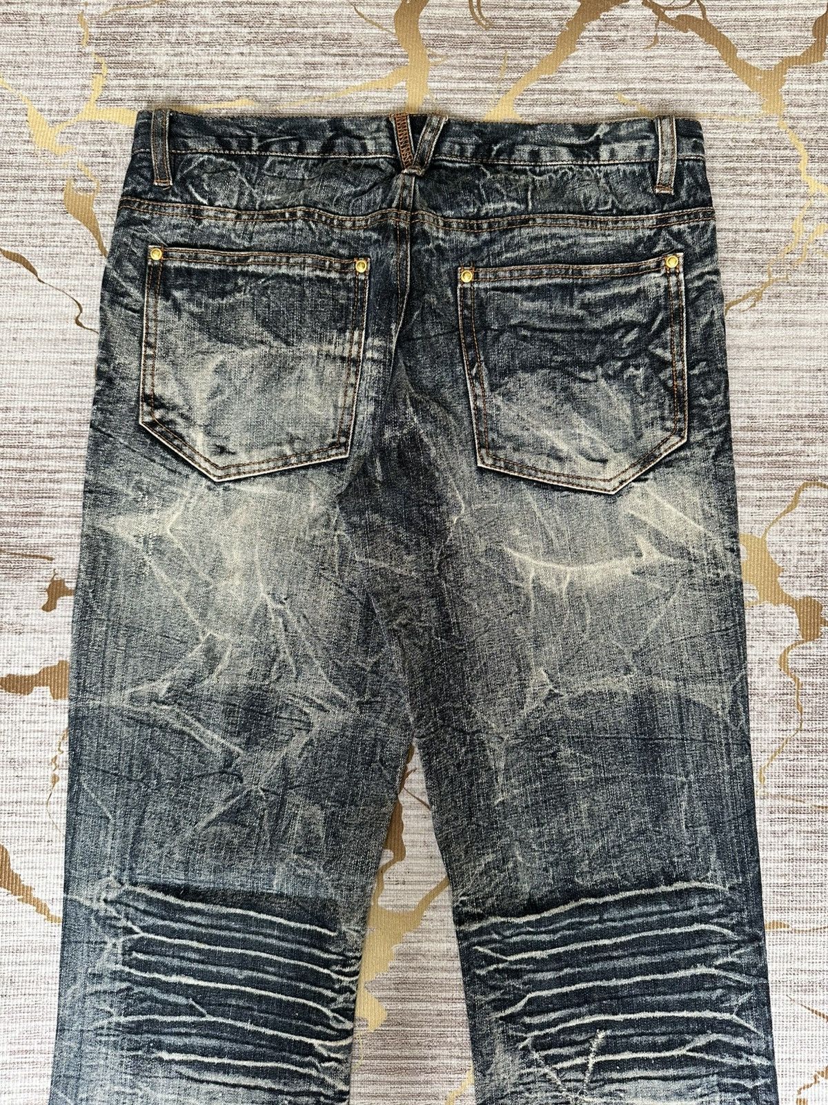 Tornado Mart FLARE Black Barcara Distressed Claw Marks Design Denim Size US 30 / EU 46 - 12 Thumbnail