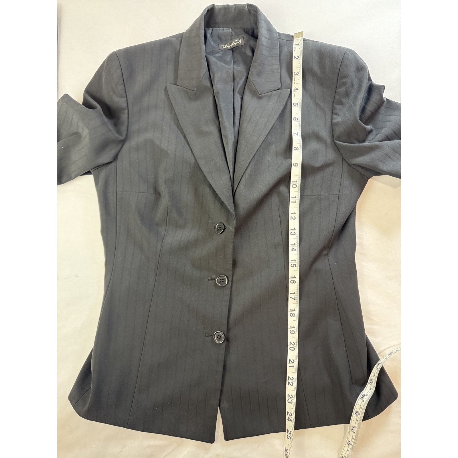 Elie Tahari Tahari Cinched Waist Blazer Black Stripe Academia Size 6 Size M / US 6-8 / IT 42-44 - 4 Thumbnail