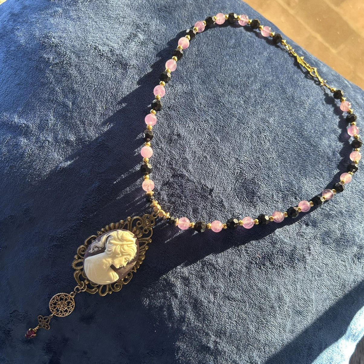 Handmade Handcrafted Victorian lady cameo vintage amethyst necklace Size ONE SIZE - 5 Thumbnail