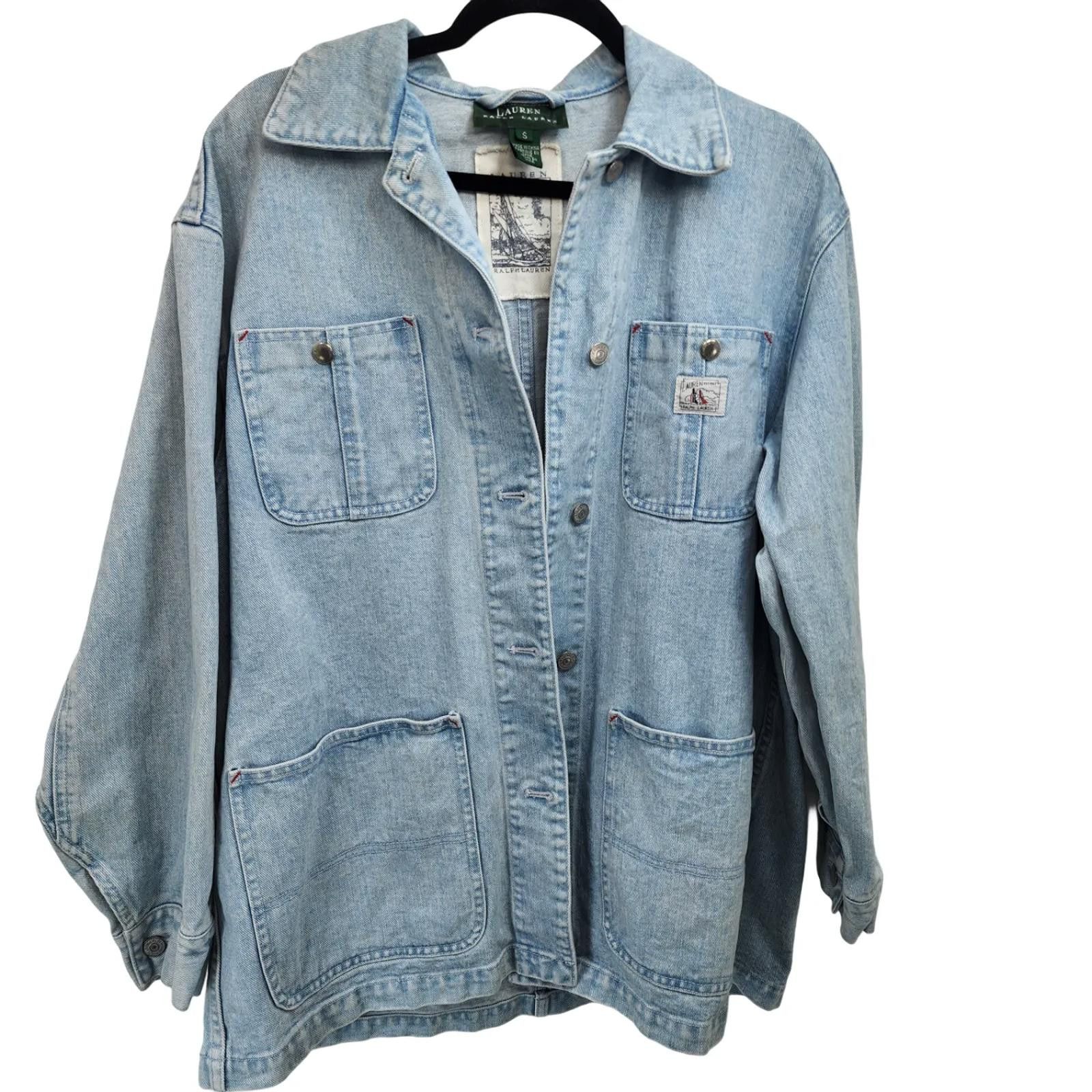 Lauren Ralph Lauren Lauren, Ralph Lauren. 90s Denim Oversized Barn Coat. Small Size S / US 4 / IT 40 - 3 Thumbnail
