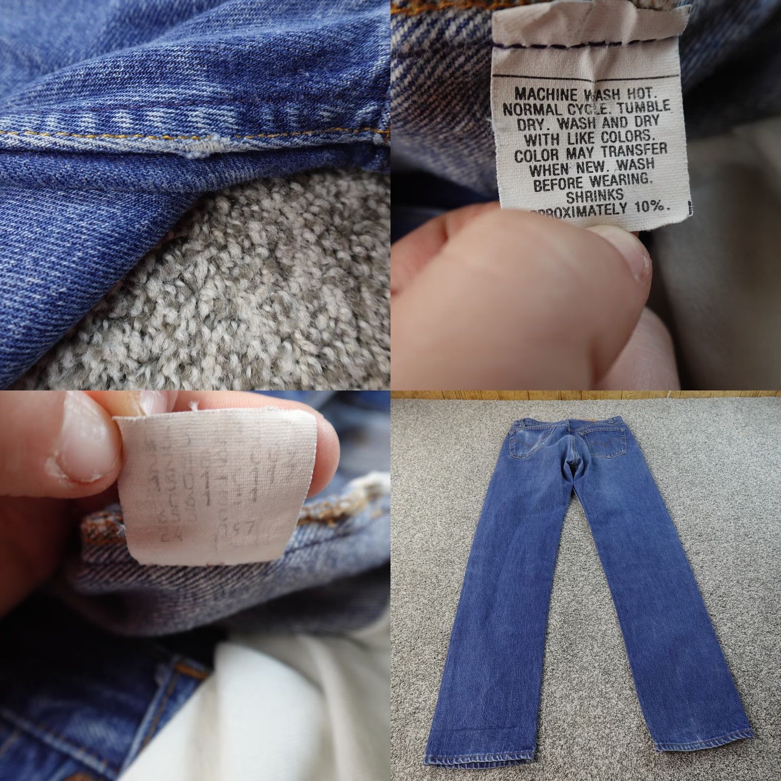 Levi's Levi's 501 Jeans Mens 32x35 Dark Blue Denim Button Fly Straight 5-Pocket Cotton Regular Jeans Mens Welcome 90s Grunge Logo USA Fade VTG Size US 32 / EU 48 - 8 Thumbnail