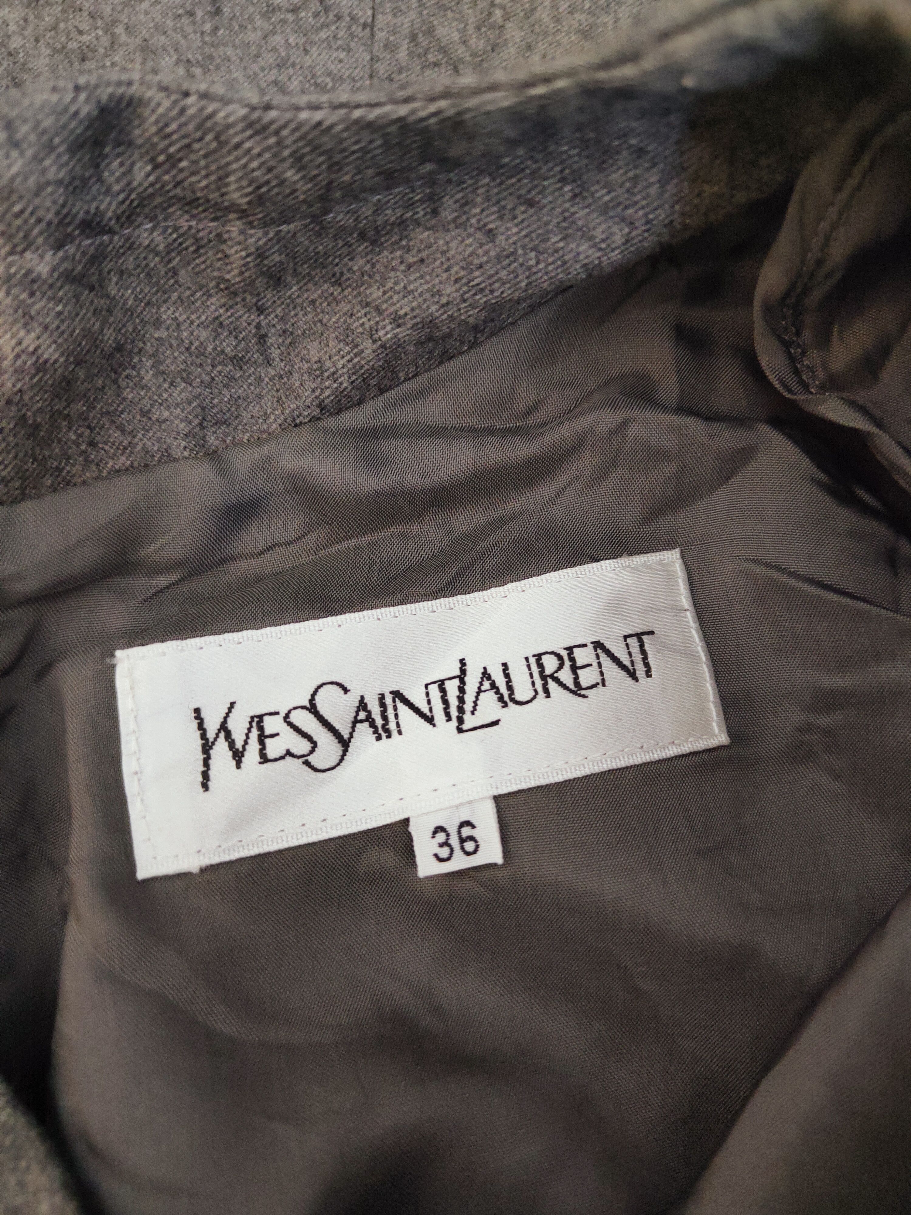 Designer × Yves Saint Laurent Yves Saint Laurent Gray Long Sleeve Midi Dresses Size S / US 4 / IT 40 - 17 Thumbnail