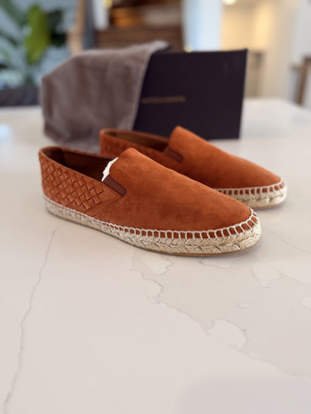 Bottega Veneta $990 Bottega Veneta Intrecciato Terracotta Suede Espadrilles Size US 9 / EU 42 - 1 Thumbnail