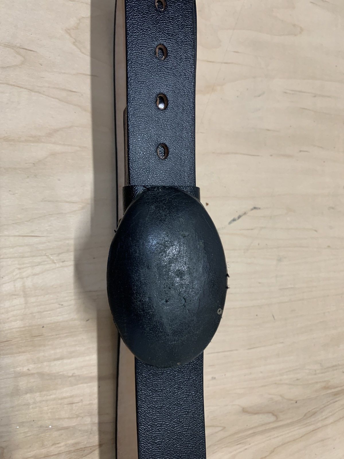 Vintage Black leather belt Size 34 - 2 Thumbnail