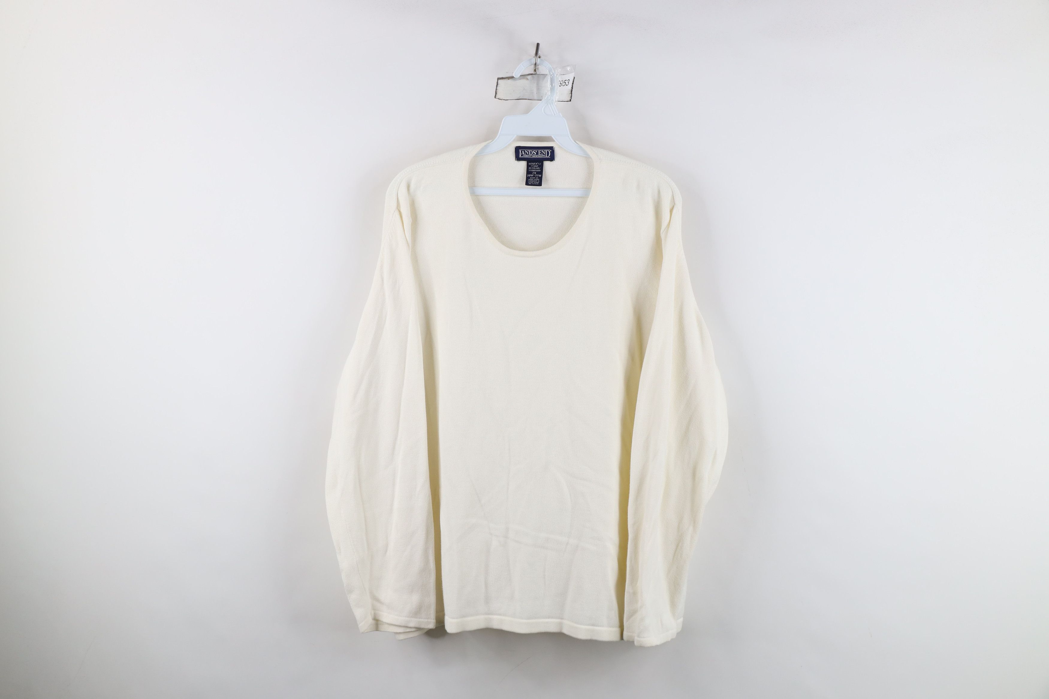 Lands' End Vintage 90s Lands End Lightweight Ribbed Knit Sweater Cream Size XXL / US 16-18 / IT 52-54 - 1 Thumbnail