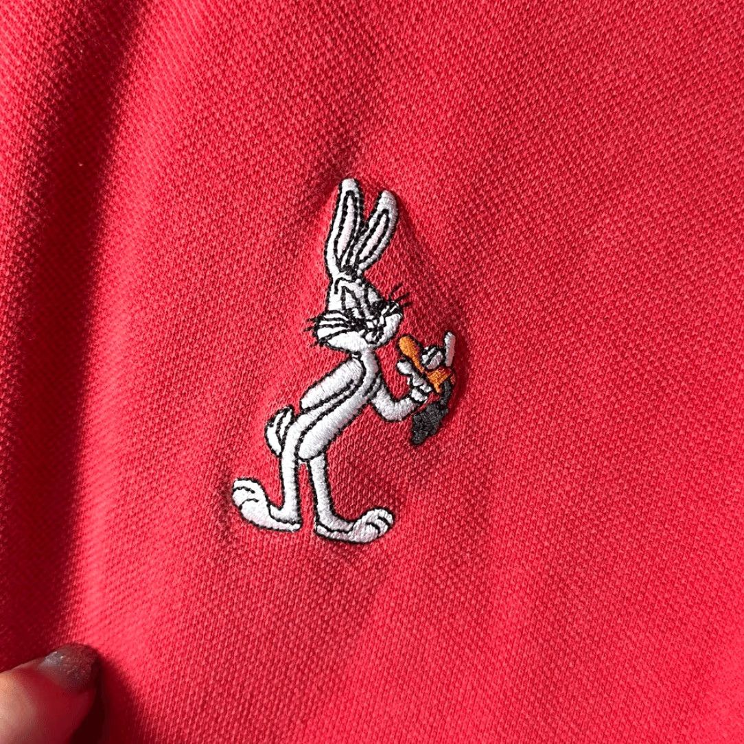Vintage VINTAGE Bugs Bunny Warner Bros Red Polo XL 1996 Short Sleeve Men Size XL Red 90s Polo Shirt Mens Size US XL / EU 56 / 4 - 2 Thumbnail