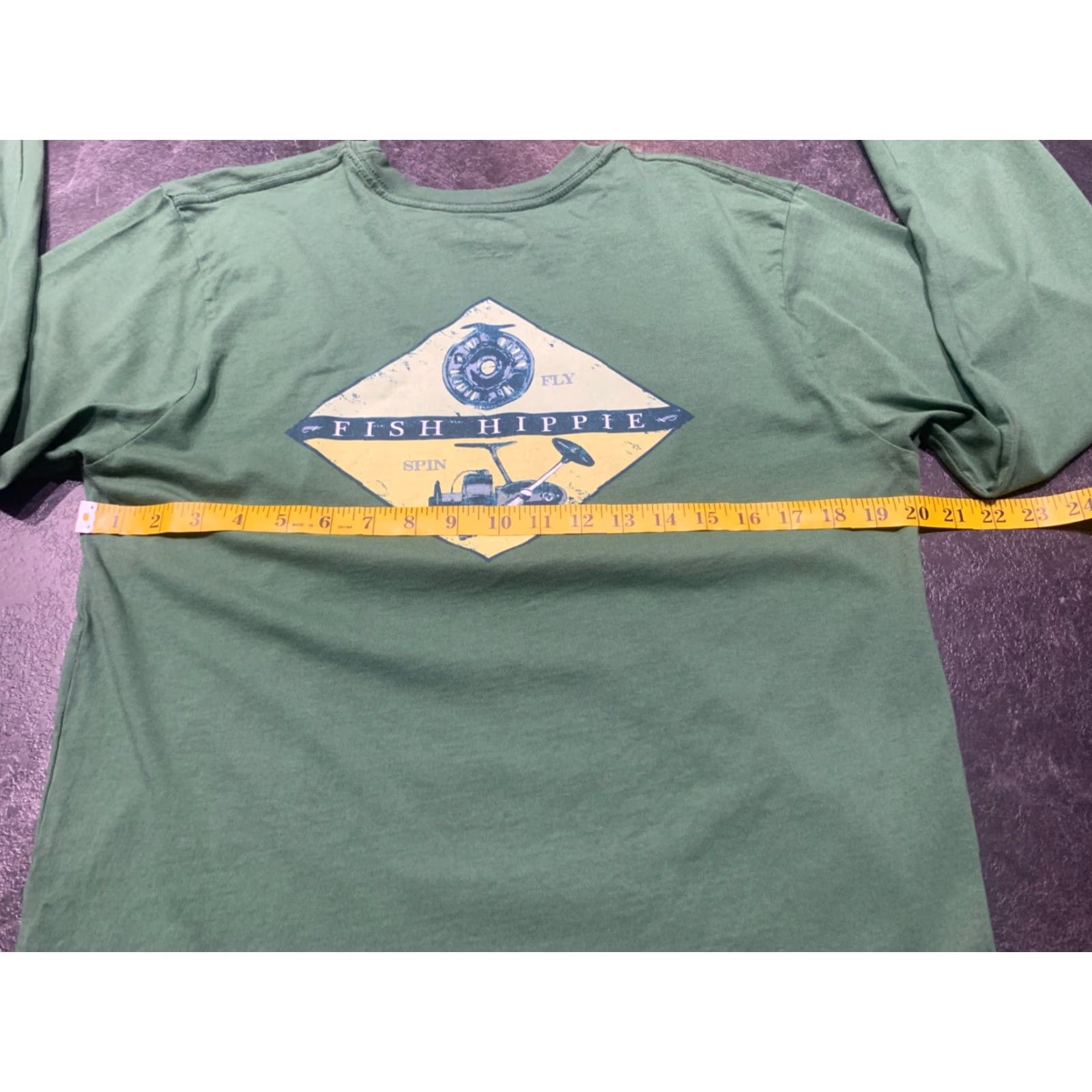 Vintage Fish Hippie Long Sleeve T-shirt Fly Spin Fishing Medium M Green Size US M / EU 48-50 / 2 - 5 Thumbnail