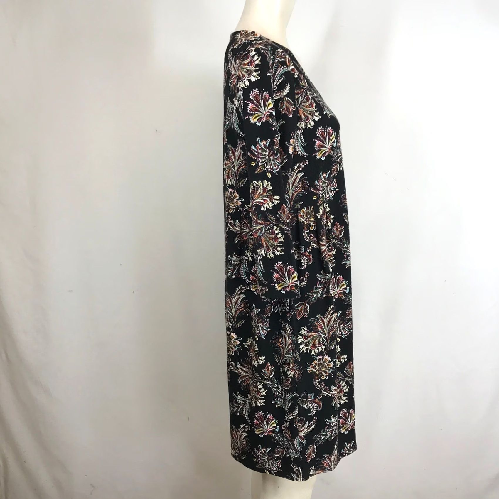 Vintage JJill Wearever Collection XS Black Paisley Print Shift Dress Size XS / US 0-2 / IT 36-38 - 4 Thumbnail