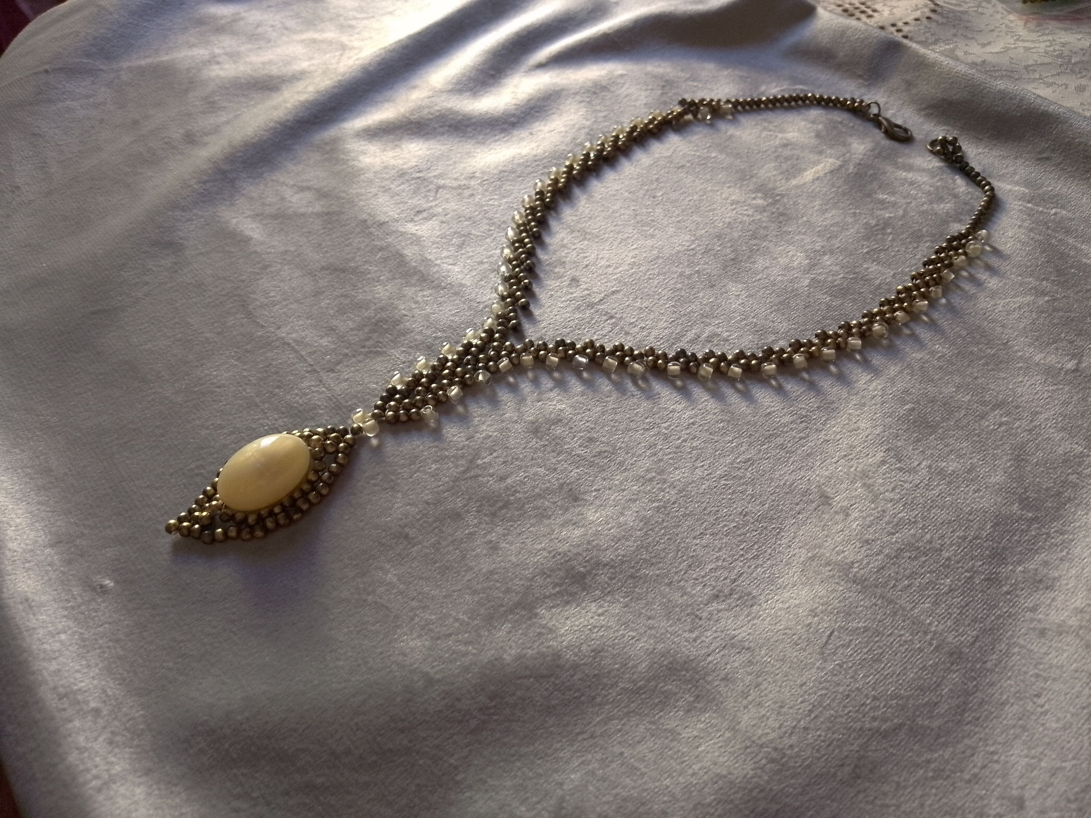 Handmade Necklace Long Vintage Braided Pearl Antique Materials Size ONE SIZE - 5 Thumbnail