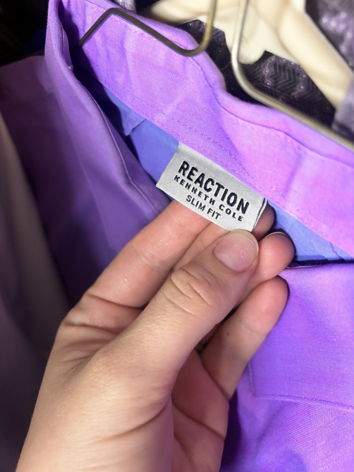 Kenneth Cole Kenneth Cole Reaction Slim Fit Purple Shirt Size 40R - 2 Thumbnail