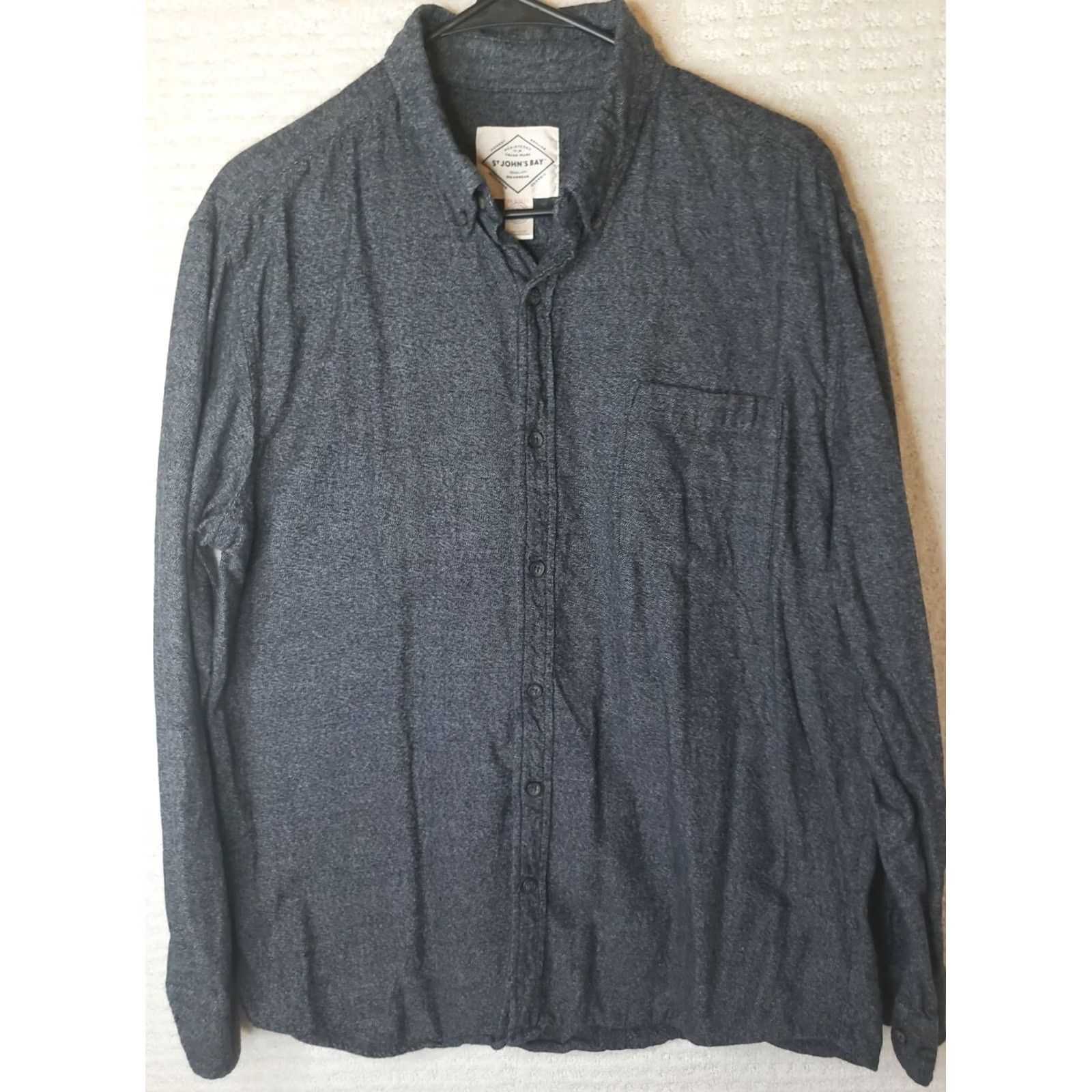 Vintage St. John's Bay Shirt Mens Gray Chamois Cloth Long Sleeve Heavy Cotton Workwear Button-Up Chest 46in Size L Size US L / EU 52-54 / 3 - 2 Thumbnail