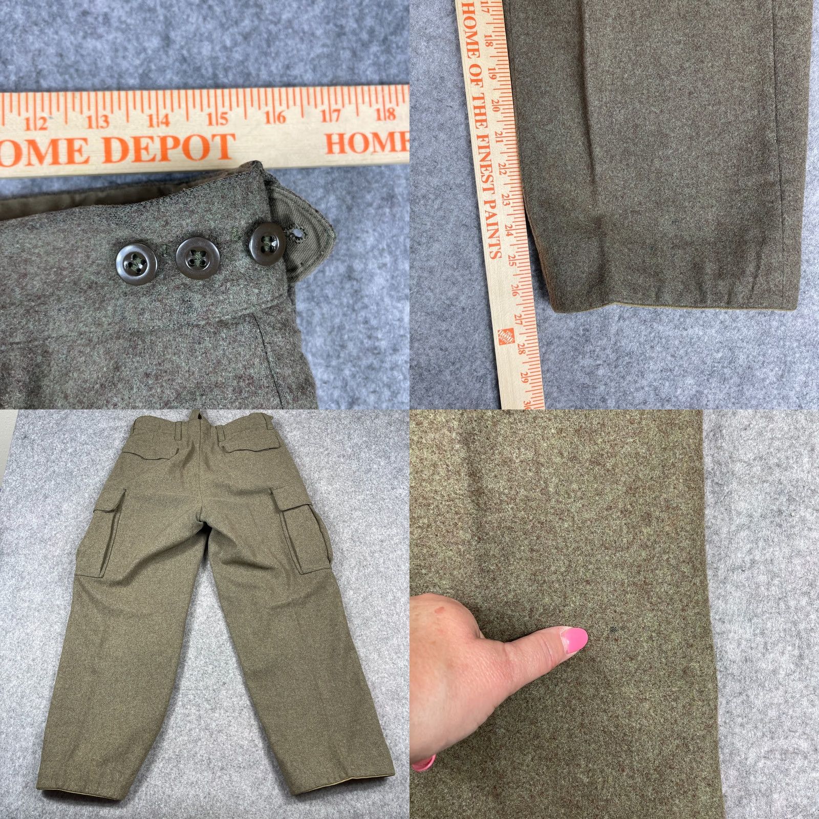 Vintage VINTAGE Wilh Schwarz Wool Cargo Pants Mens 31x27 Green Brown Army Germany 70s Cargo Straight Wide Size US 31 - 8 Thumbnail
