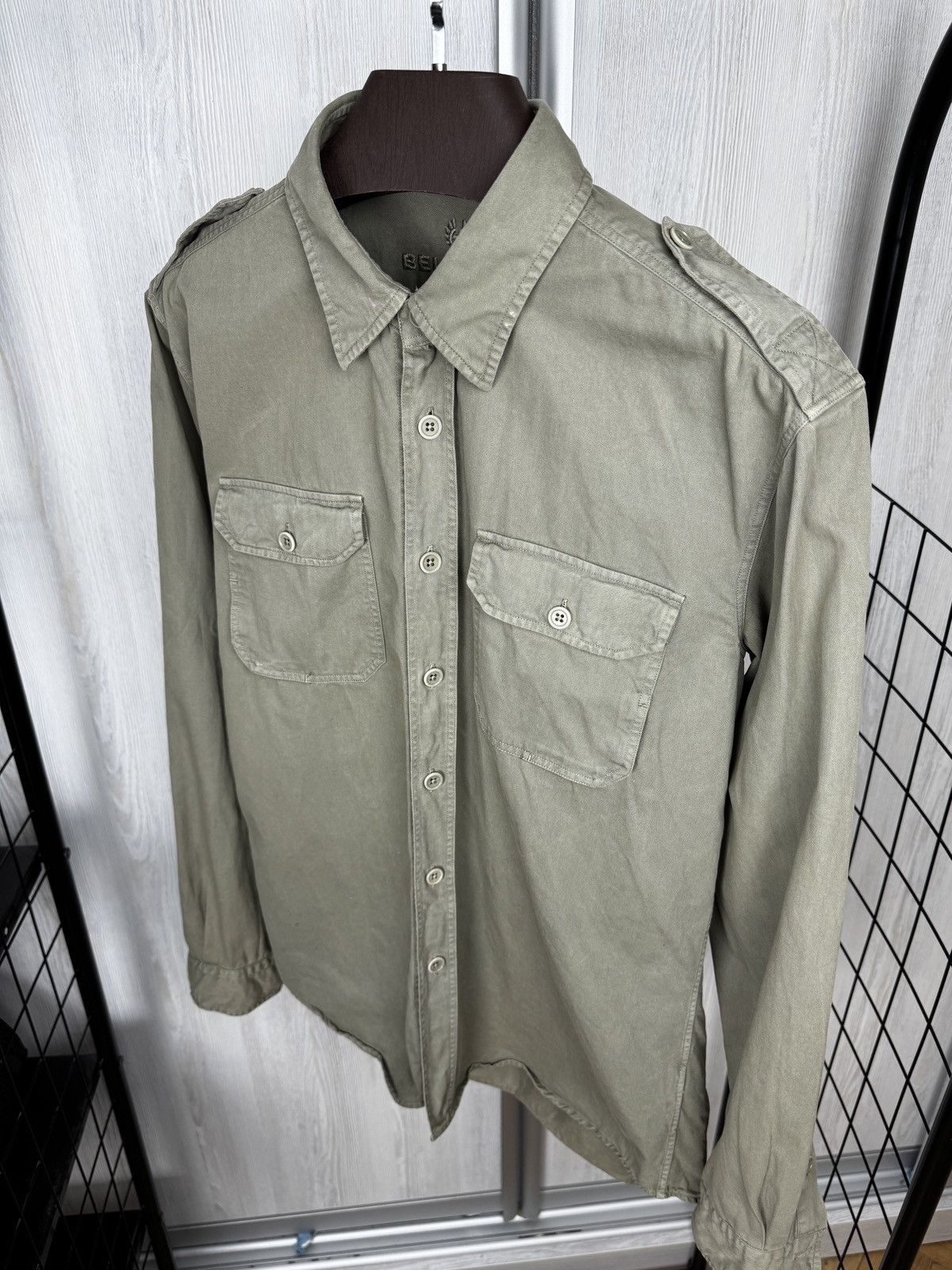 Belstaff Belstaff Mens Officer Shirt Sage Green Size US L / EU 52-54 / 3 - 7 Thumbnail
