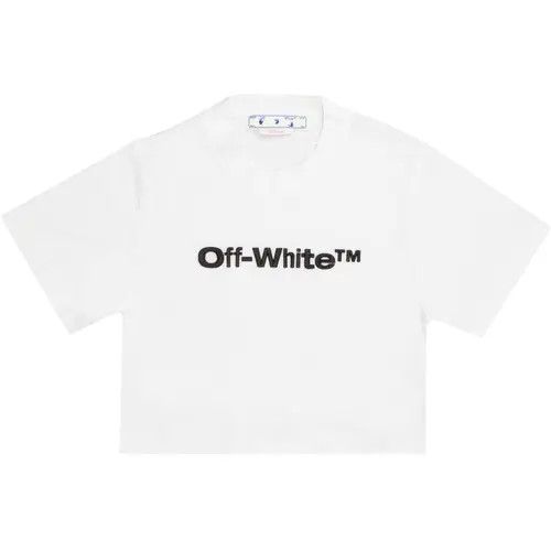Off-White o1gr1nt1124 Bounce Helvetica Crop T-Shirt in White Size XXS / US 00 / IT 34 - 2 Thumbnail