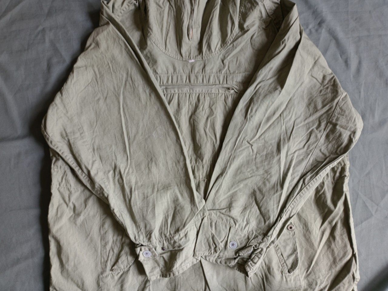 SMOCK Vintage 70s Unknown Solf Green Smock Hoodie Parka. Size US L / EU 52-54 / 3 - 5 Thumbnail