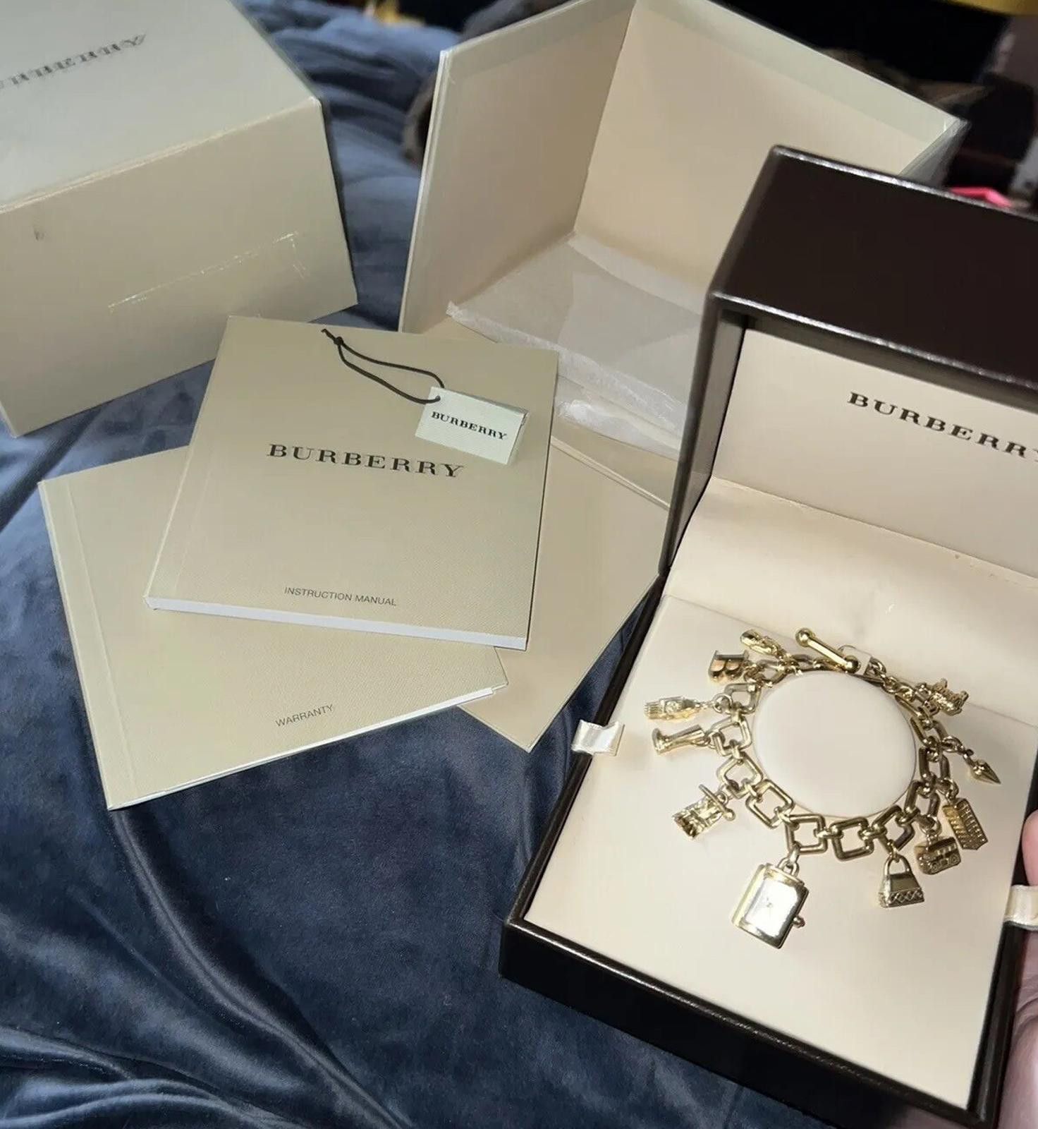 Burberry BURBERRY Gold Plated Charm Bracelet Watch RARE w/ Box Size ONE SIZE - 1 Thumbnail
