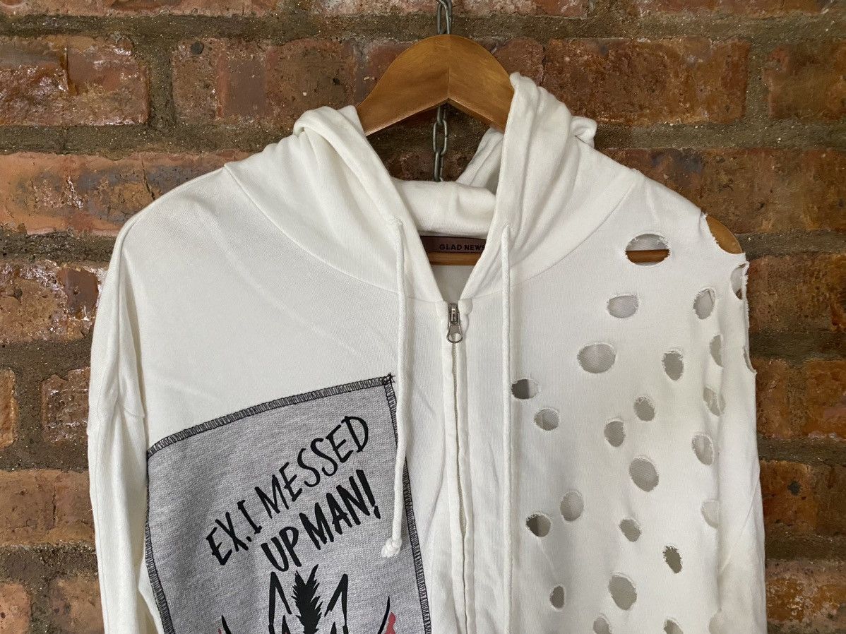 Japanese Brand Glad News japan “O” distressed mesh back hoodie Size US M / EU 48-50 / 2 - 3 Thumbnail