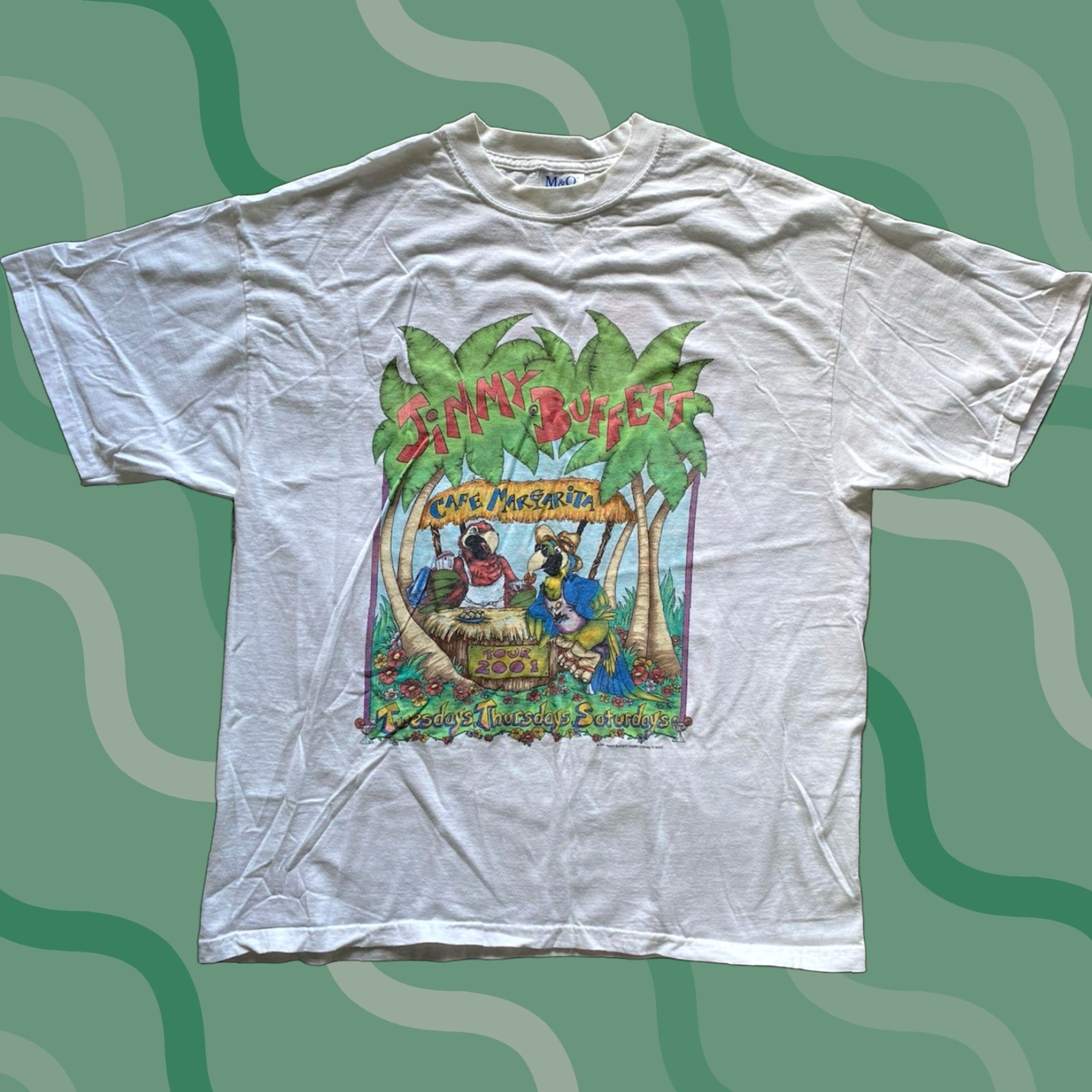 Vintage VINTAGE Jimmy Buffett Tour Shirt M&O KNITS T-Shirt Men XL White Short Sleeve Size US XL / EU 56 / 4 - 1 Thumbnail