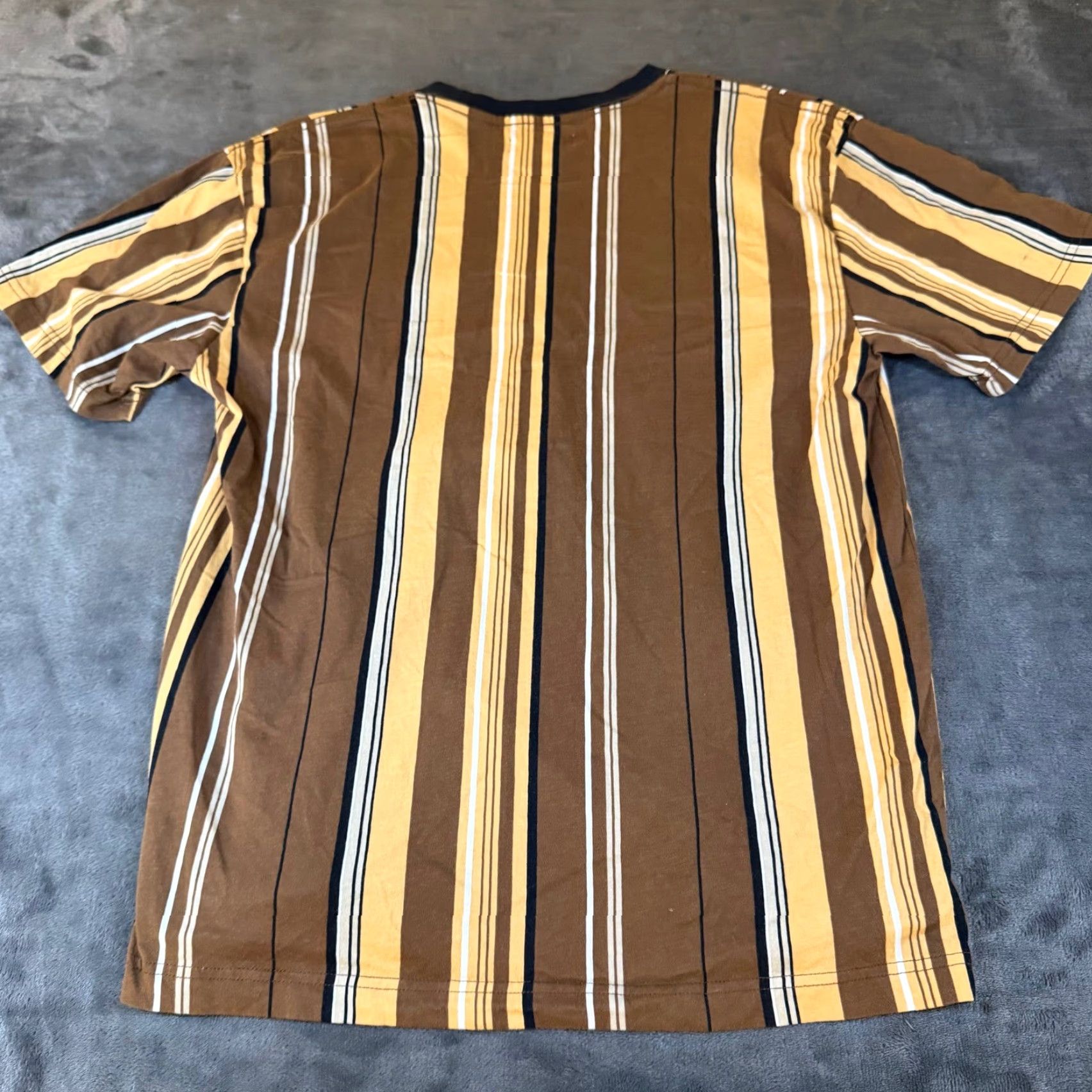 Pacsun VINTAGE PacSun Striped T-Shirt Brown Yellow White Black Cotton Casual Mens Medium Size US M / EU 48-50 / 2 - 3 Thumbnail