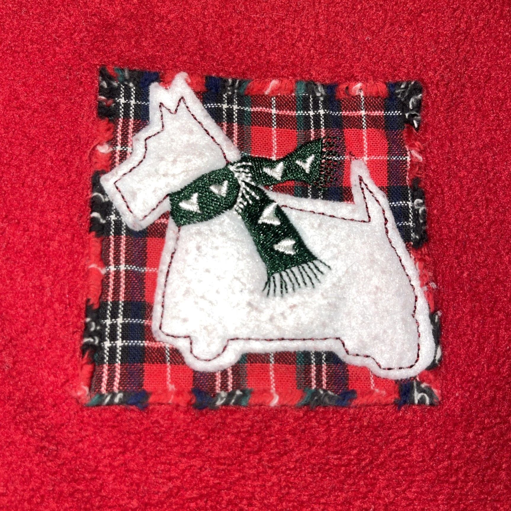 Vintage VINTAGE Northcrest Christmas Women's XL Fleece Pullover 1/4 Zip Red Scotch Terrier Patch Snowflakes Holiday Size XL / US 12-14 / IT 48-50 - 4 Thumbnail