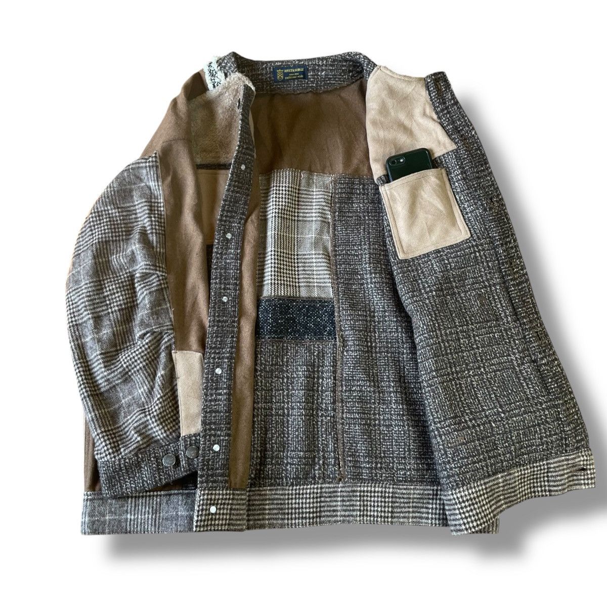 Beauty Beast × Japanese Brand RIVET SURGE 3 BLEND FLEECE + COTTON + WOOL PATCHWORK JACKET Size US XL / EU 56 / 4 - 7 Thumbnail
