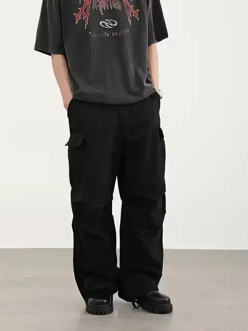 Designer × Vintage pleated flared baggy cargo pants Size US 32 / EU 48 - 2 Thumbnail