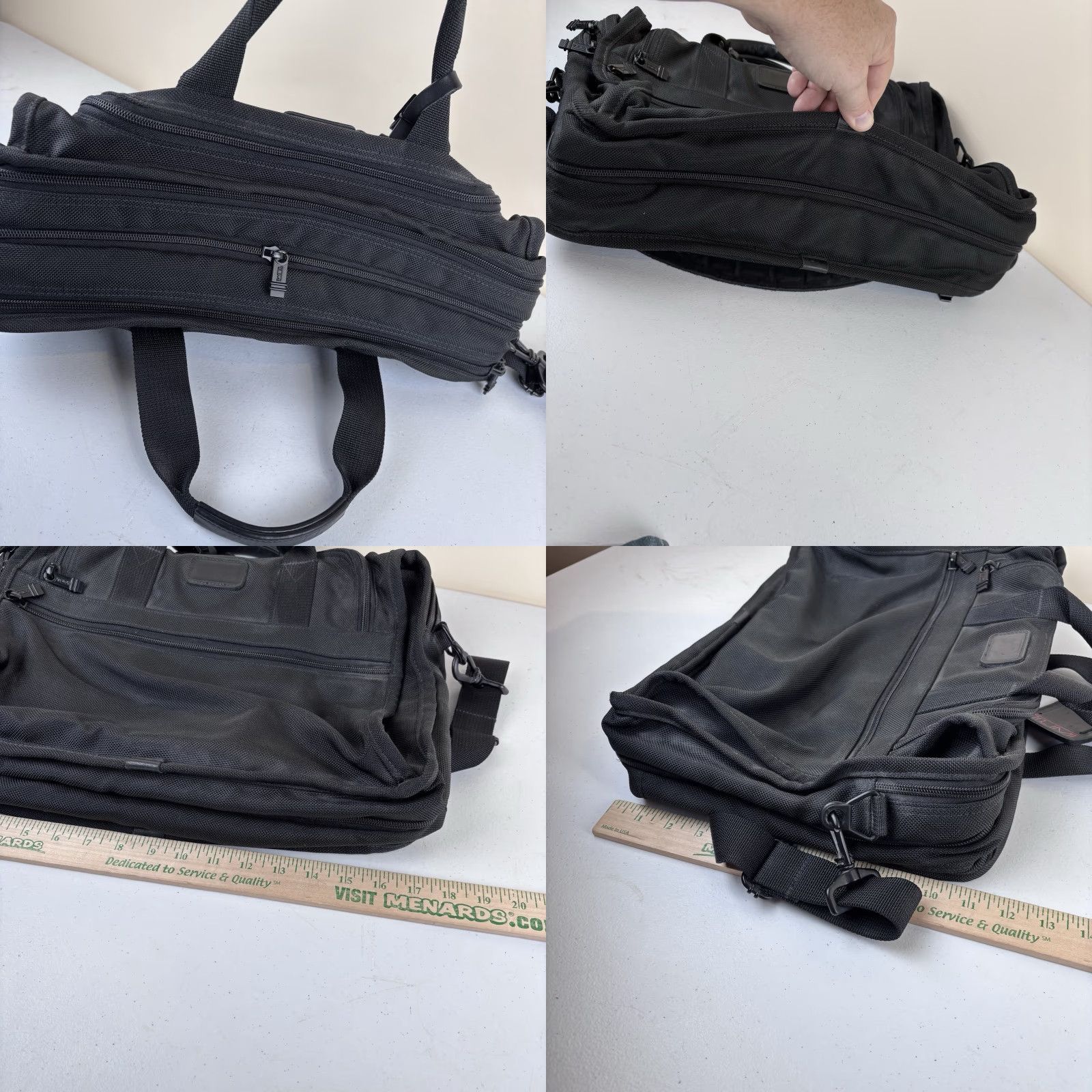 Tumi Tumi Messenger Bag Black Nylon Briefcase 18in 11in 6in Medium Laptop Bag Size ONE SIZE - 8 Thumbnail