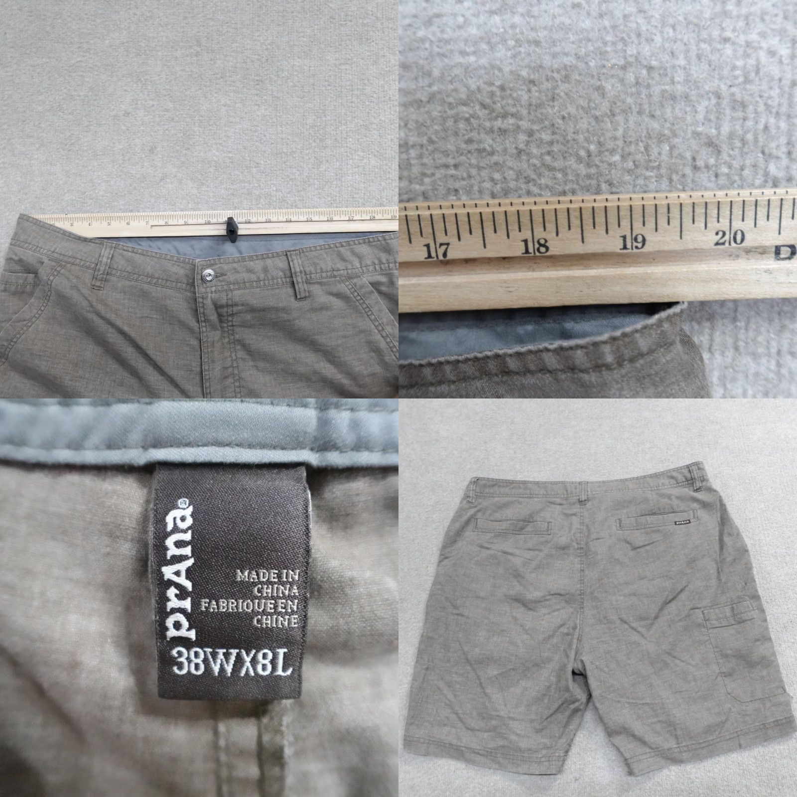 Prana Prana Shorts 38 Gray Brown Hemp Blend 8" Furrow Mens Chino Beig e Regular Pocket Pattern Solid Size US 38 / EU 54 - 8 Thumbnail