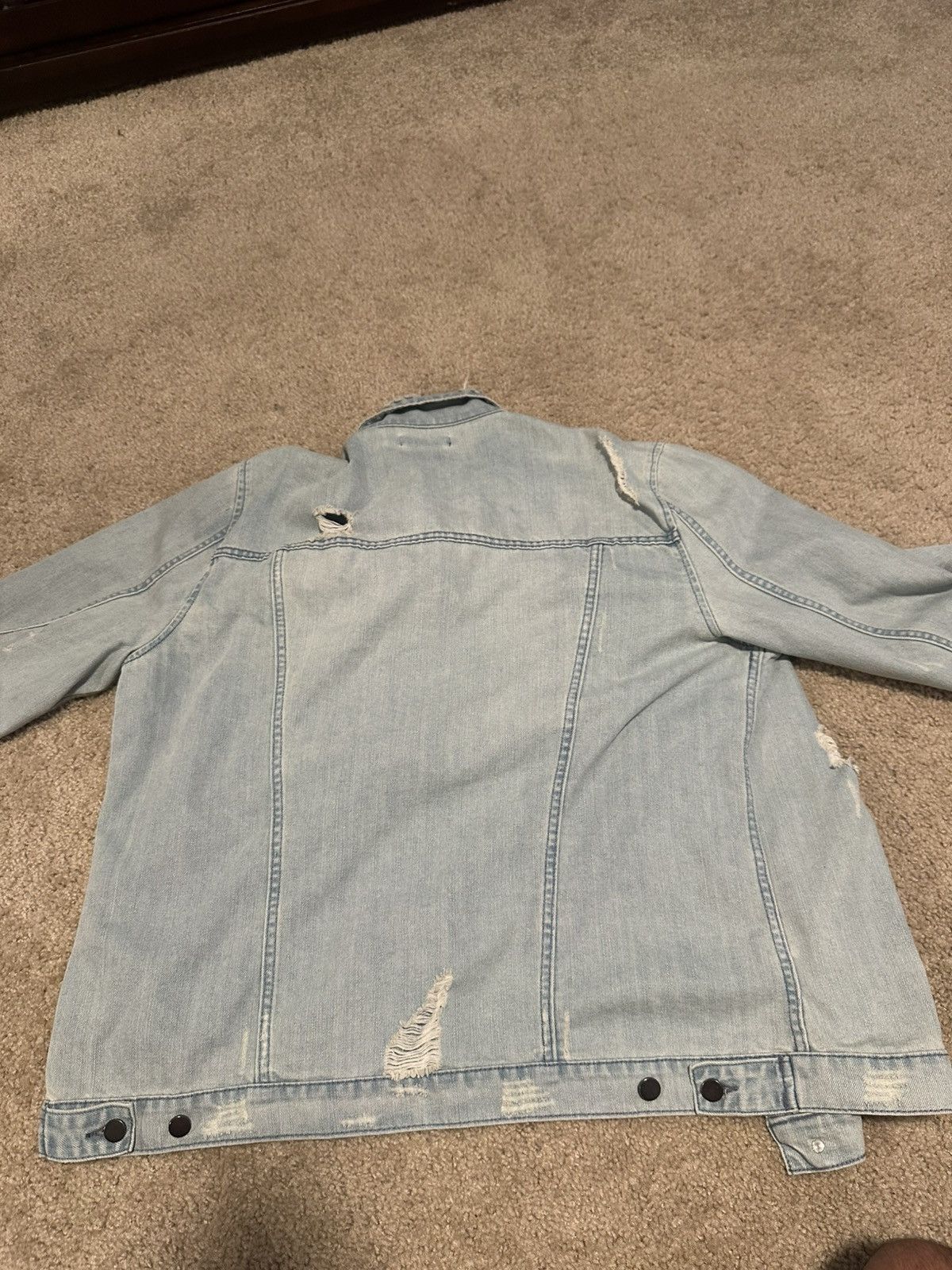 Elwood Elwood Men's XXL Distressed Denim Trucker Jean Jacket Blue Size US XXL / EU 58 / 5 - 8 Thumbnail