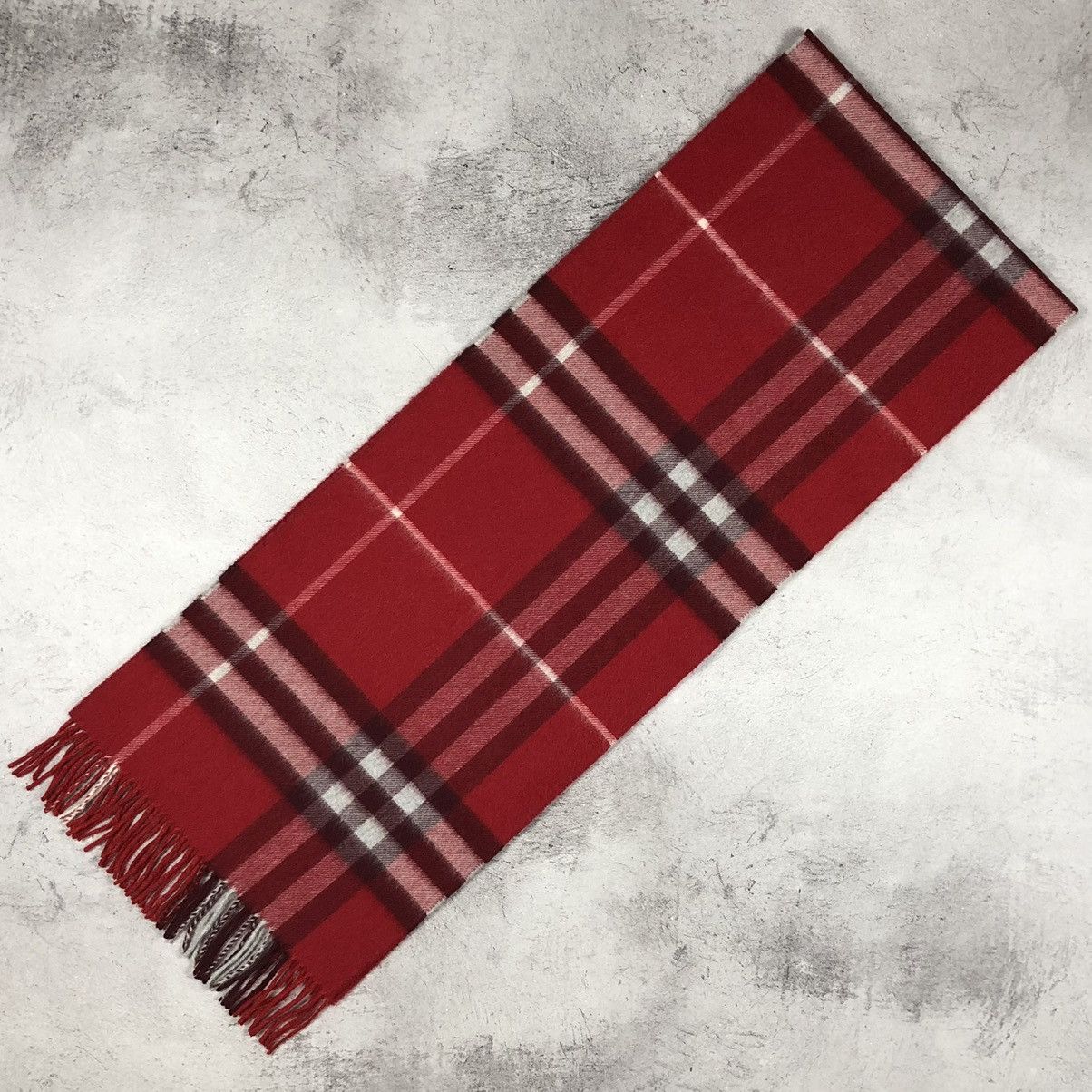Burberry Burberry Cashmere Scarf Red Nova Check Size ONE SIZE - 7 Thumbnail