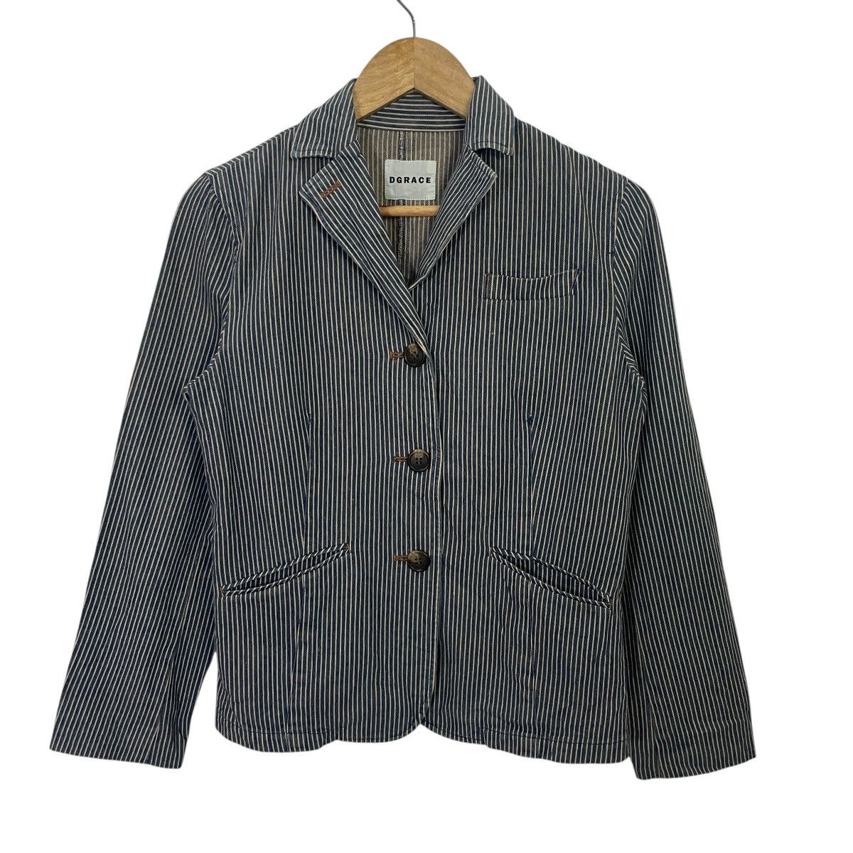 20471120 Vintage Dgrace Hickory Stripe Coat Jacket Size M / US 6-8 / IT 42-44 - 1 Thumbnail