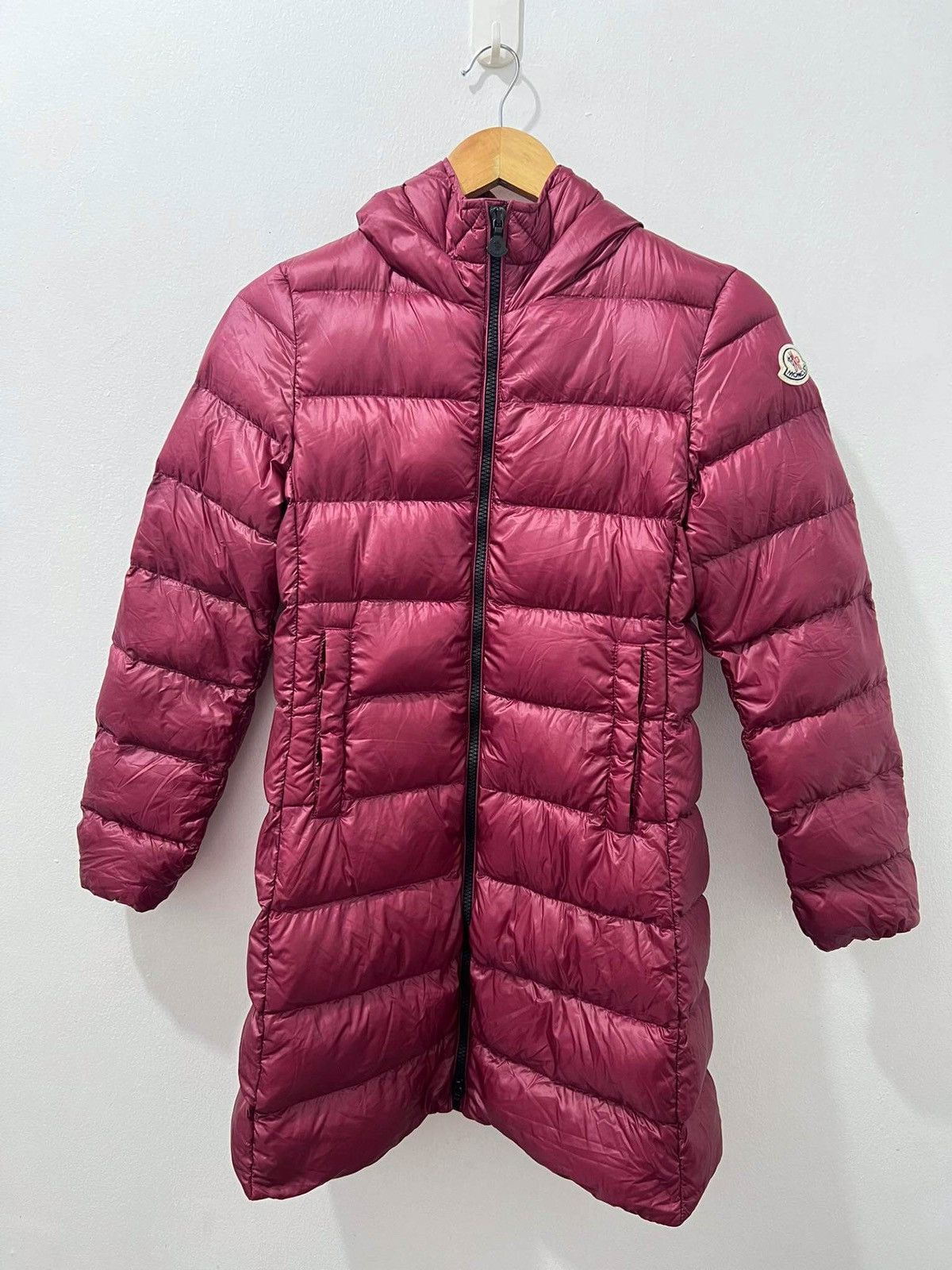 image of Moncler - Suyein Guibbotto Puffer Parka Jacket in Maroon, Women's (Size Small)