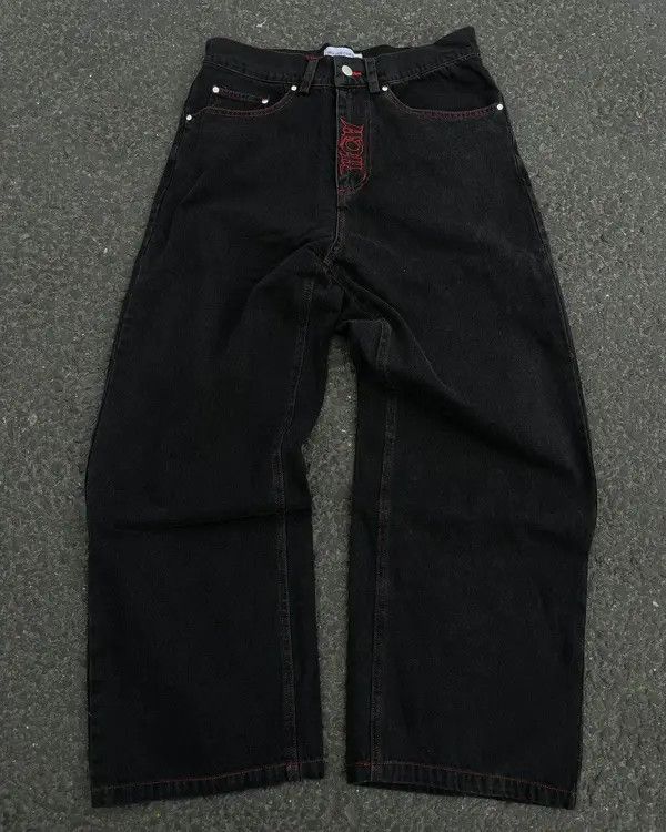 VIBE Retro Skull Embroidery Washed Baggy Denim Size US 34 / EU 50 - 2 Thumbnail