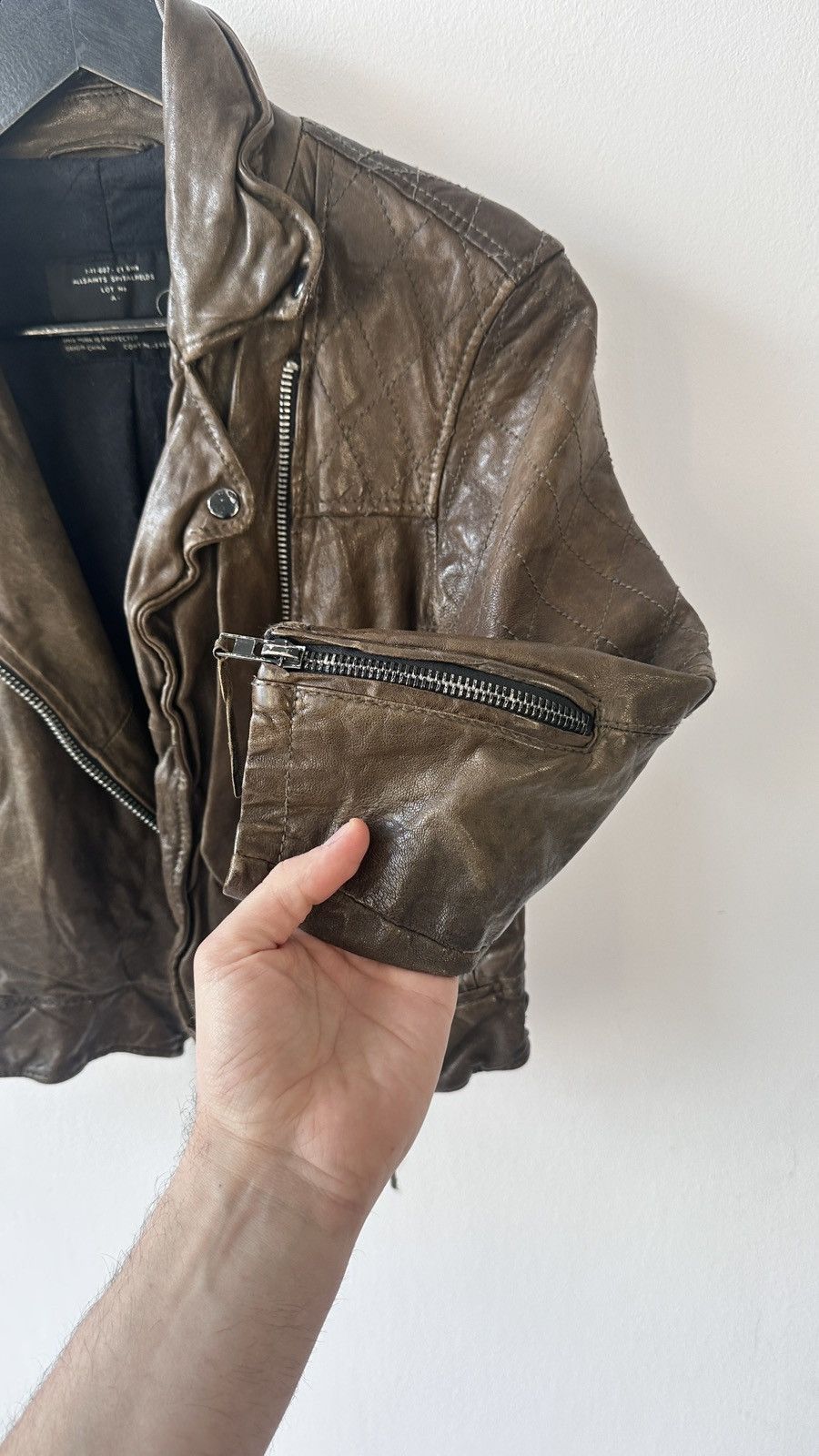 Allsaints AllSaints Worley Brown Leather Moto Jacket Cropped Archive Size M / US 6-8 / IT 42-44 - 8 Thumbnail