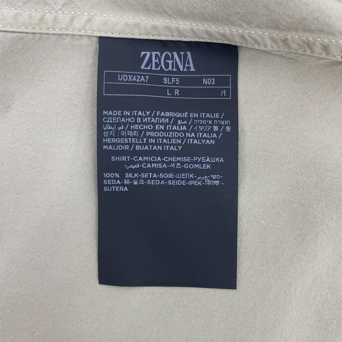 Z Zegna Zegna Khaki Mulberry Silk Collared Long Sleeve Shirt K26WX Size US L / EU 52-54 / 3 - 7 Thumbnail