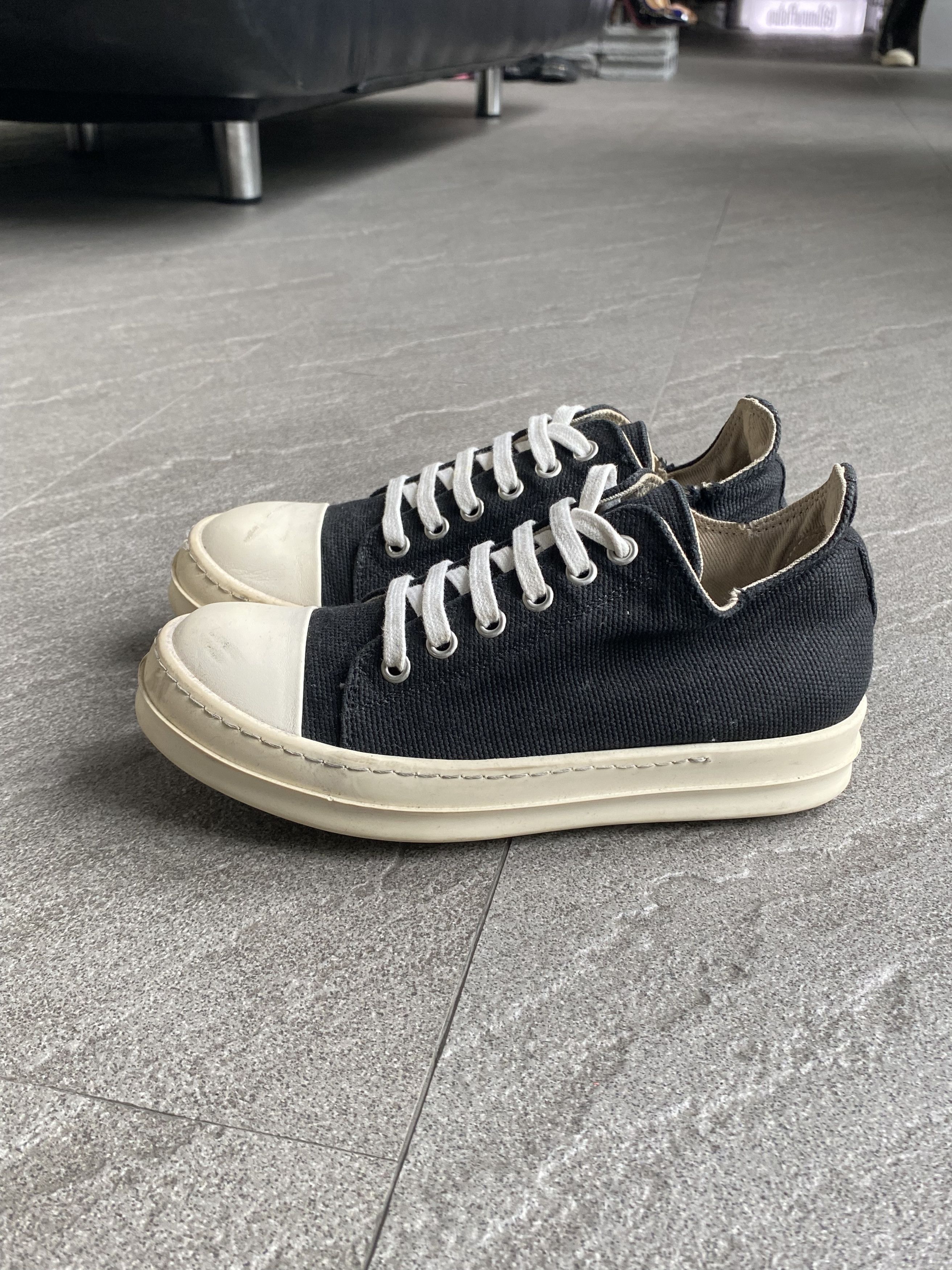 Rick Owens Drkshdw Rick Owens DRKSHDW Low Ramones Black Canvas Size US 5.5 / IT 35.5 - 2 Thumbnail