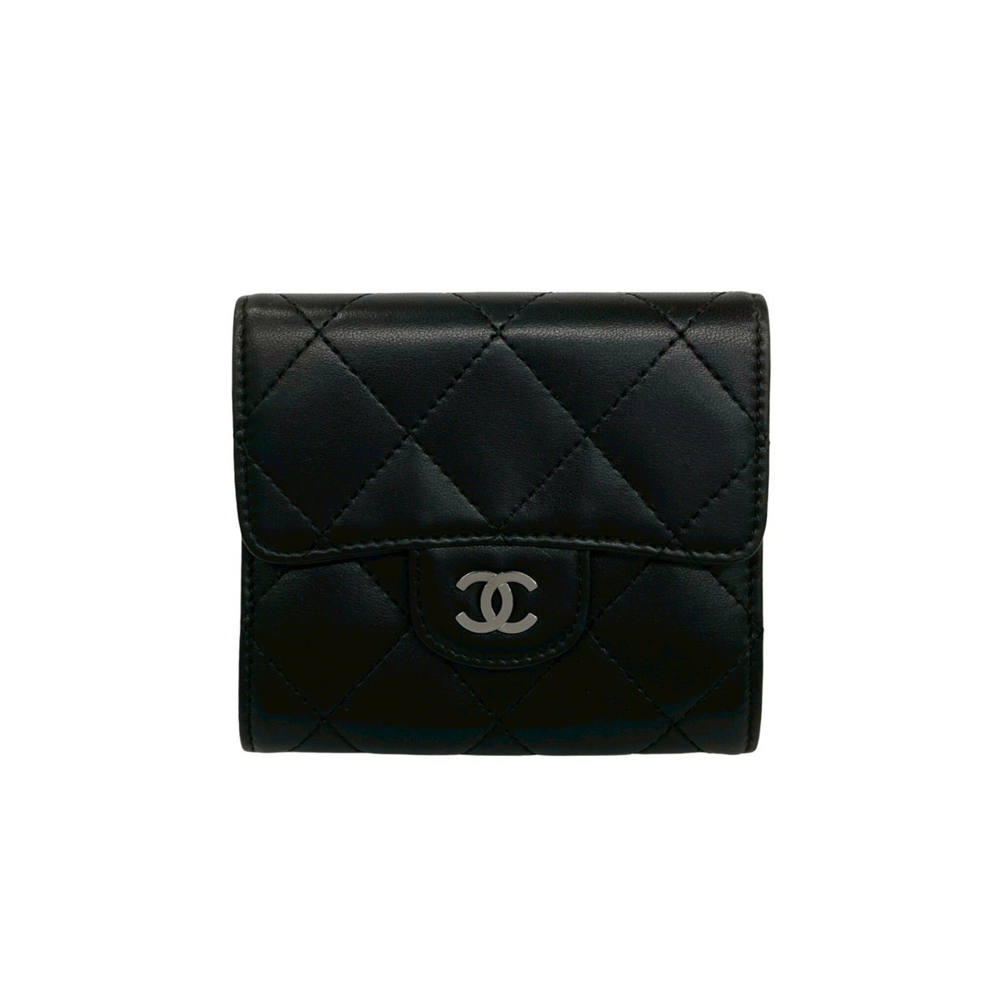 Chanel CHANEL Matelassé Coco Mark Lambskin Leather Tri-fold Wallet, Black, 28341 Size ONE SIZE - 1 Thumbnail