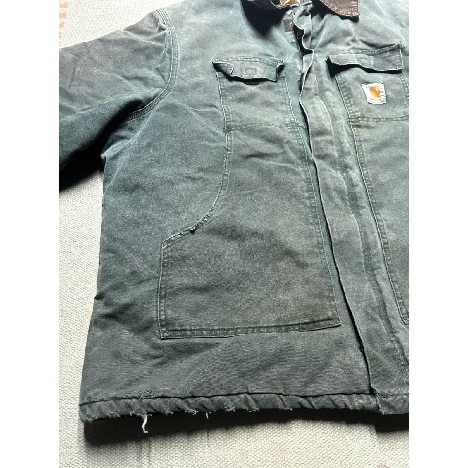 Carhartt VINTAGE Carhartt J22 HTG Arctic Work Jacket Hunter Green Distressed Faded XL Jacket Mens Size US XL / EU 56 / 4 - 4 Thumbnail