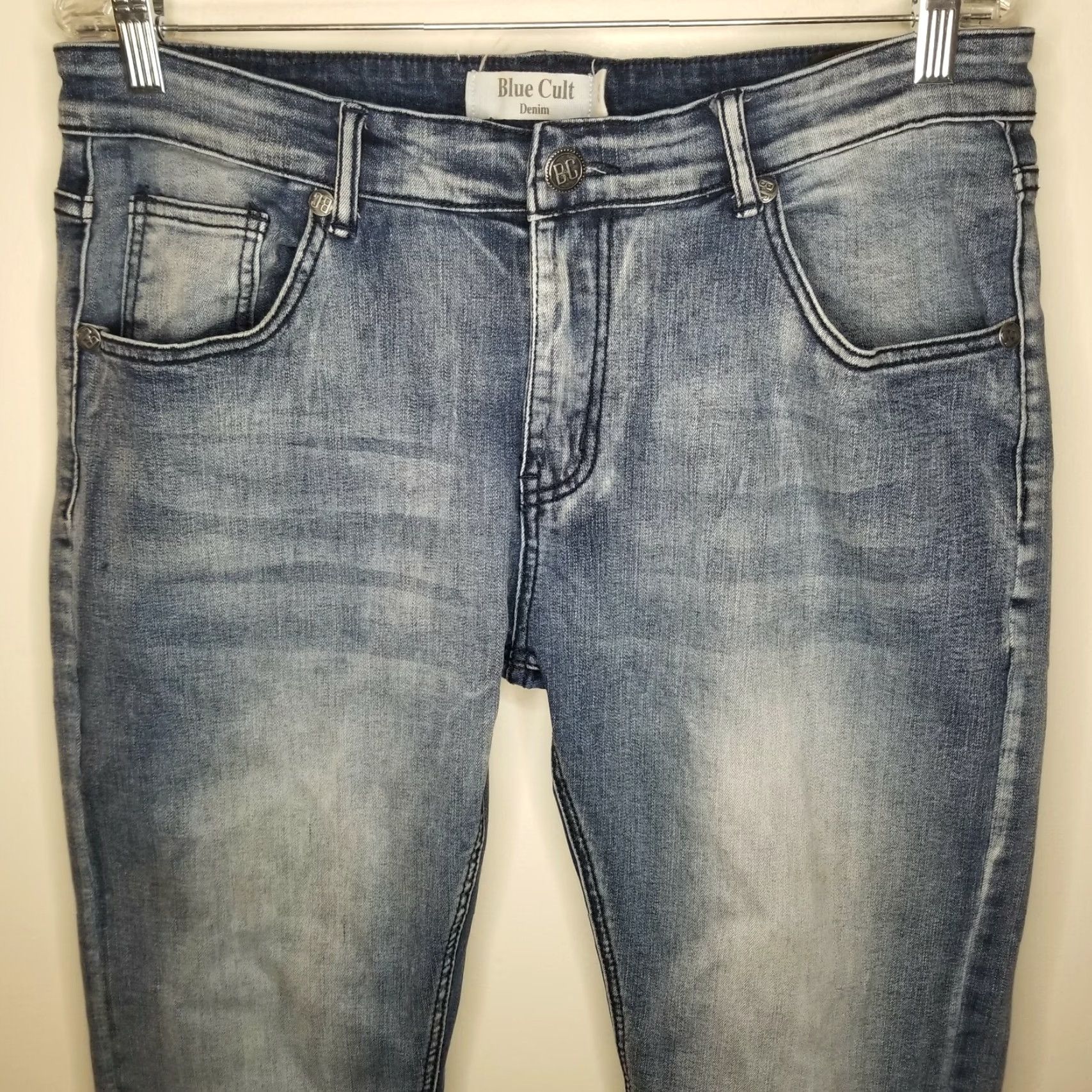 Vintage Blue Cult Womens Jeans Distressed Straight Size 32 Blue Denim Size 24" / US 00 / IT 34 - 2 Thumbnail